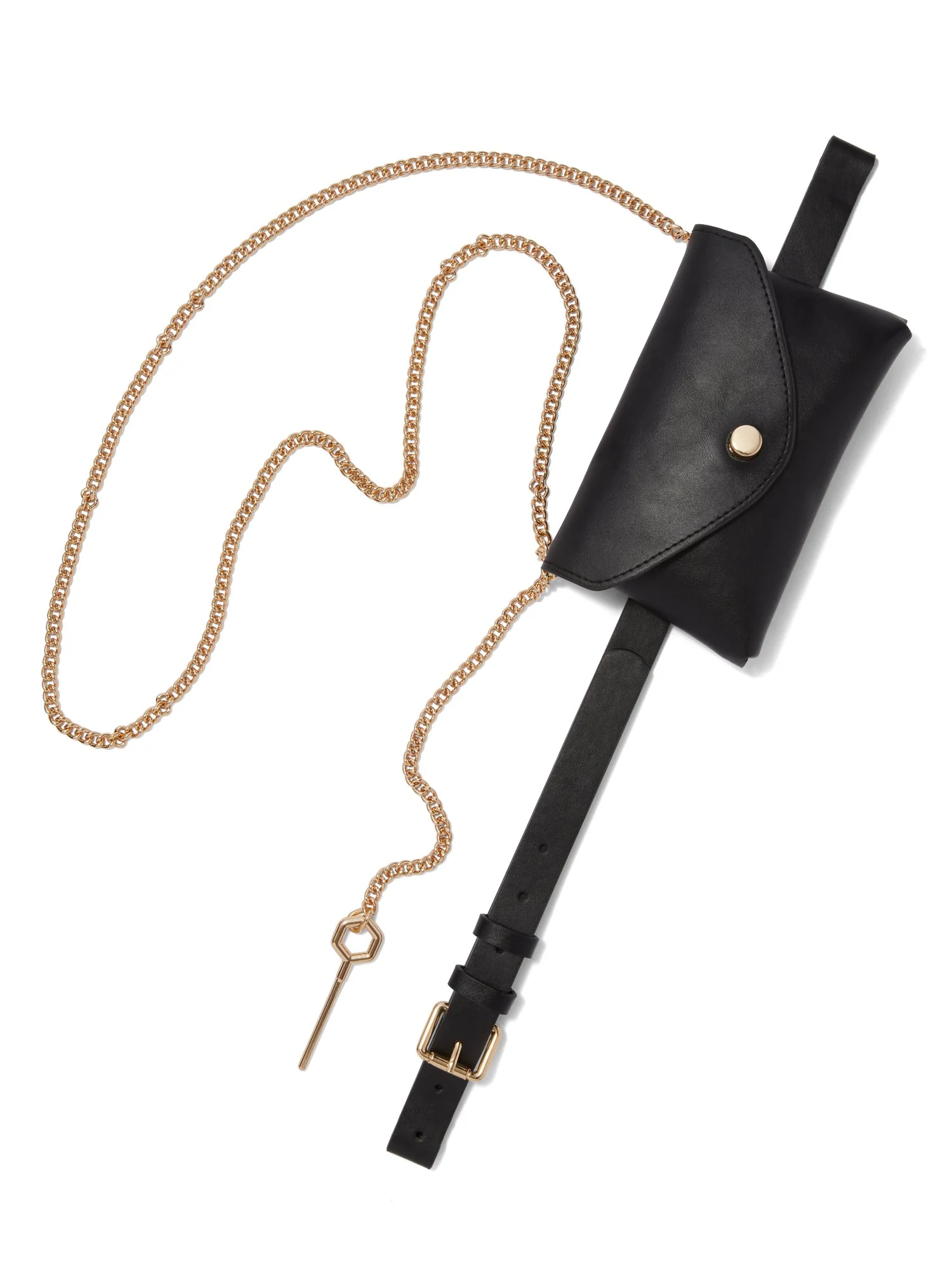 Key & Chain-Detail Belt Bag