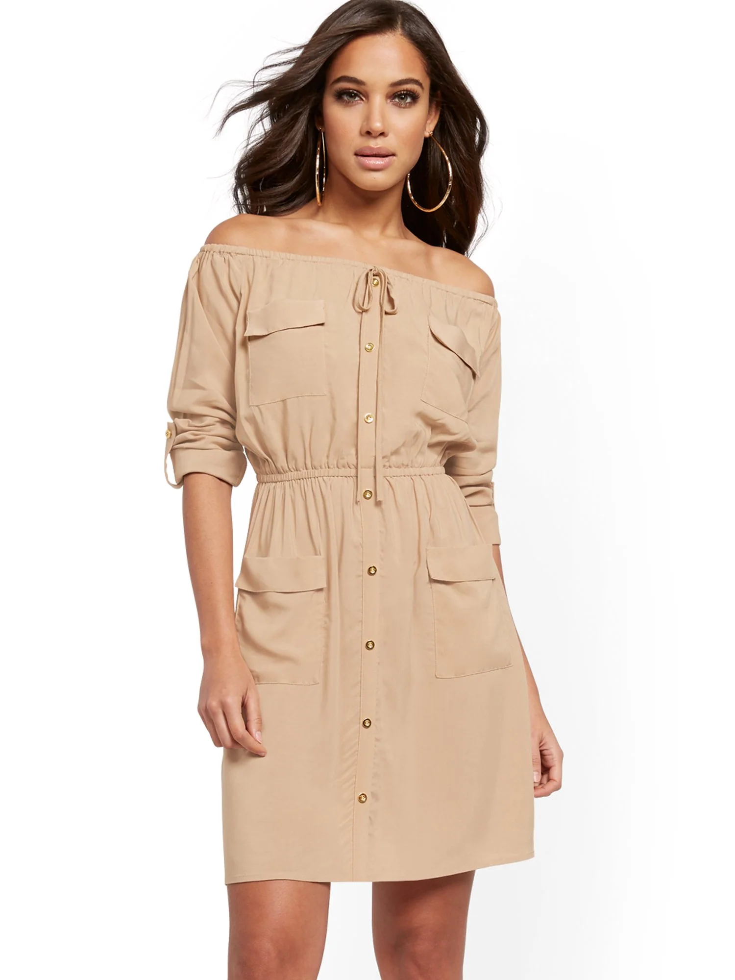 Khaki Utility Shirtdress - Image 2