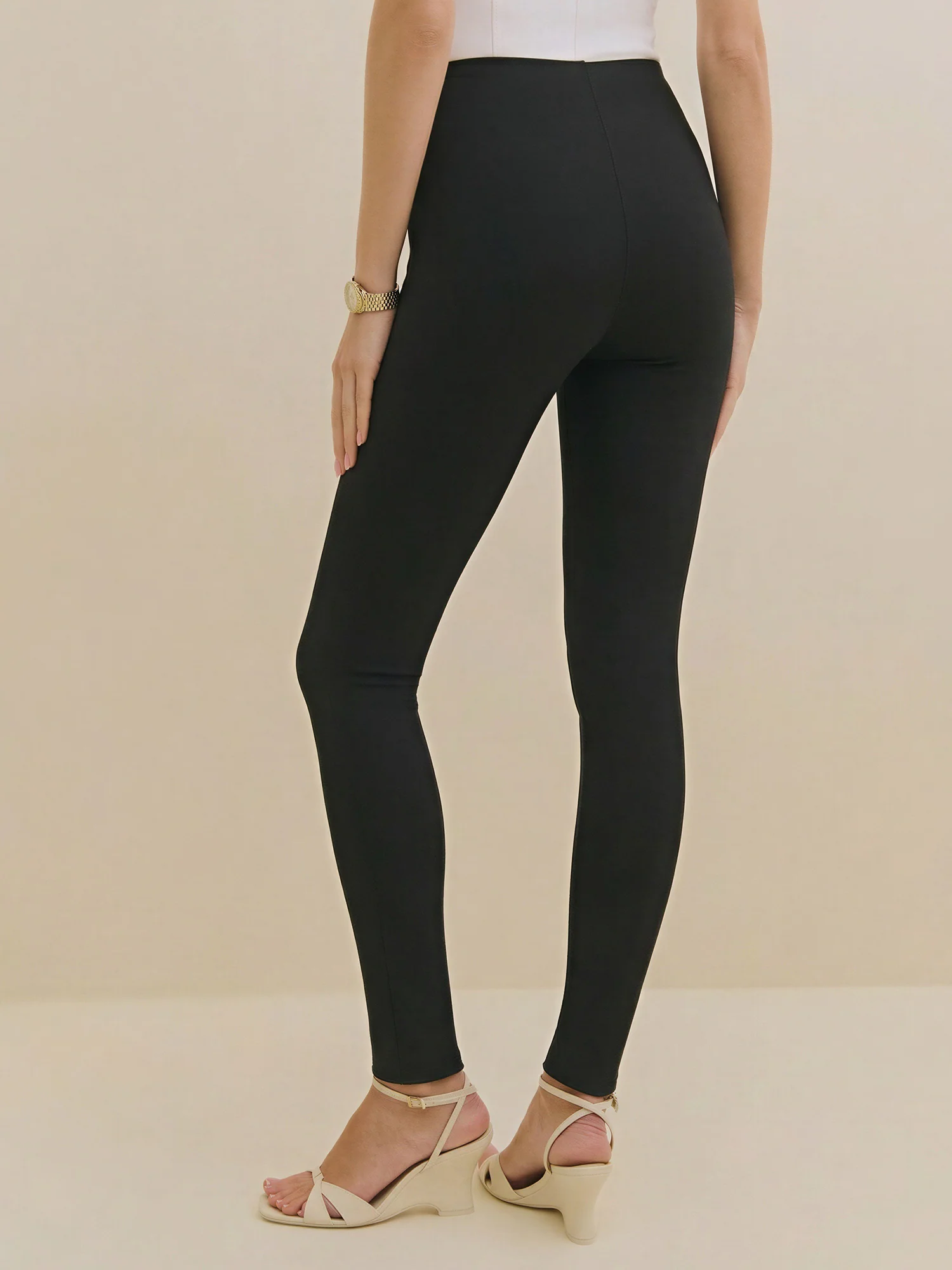 Knit High Rise Skinny Pants With Pockets - Image 3
