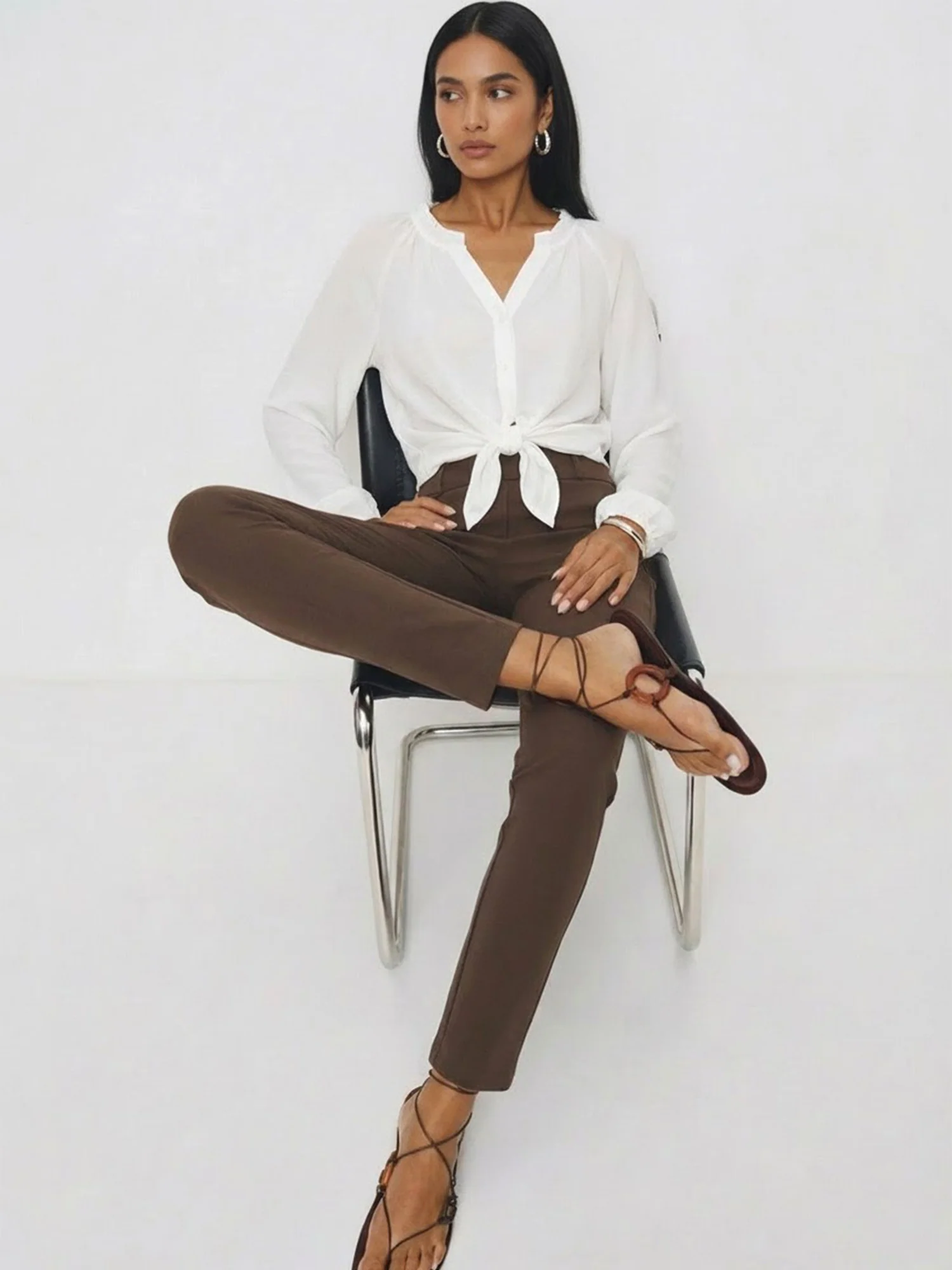 Knit High Rise Skinny Pants With Pockets - Image 6