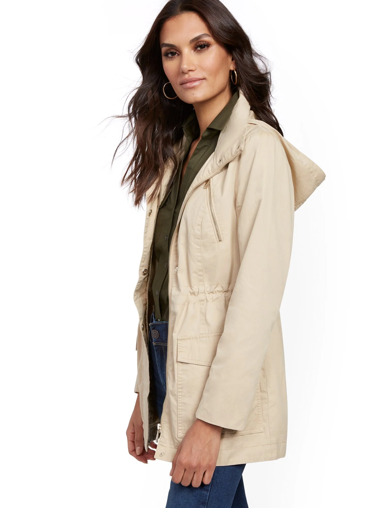 Knit-Inset Anorak Jacket