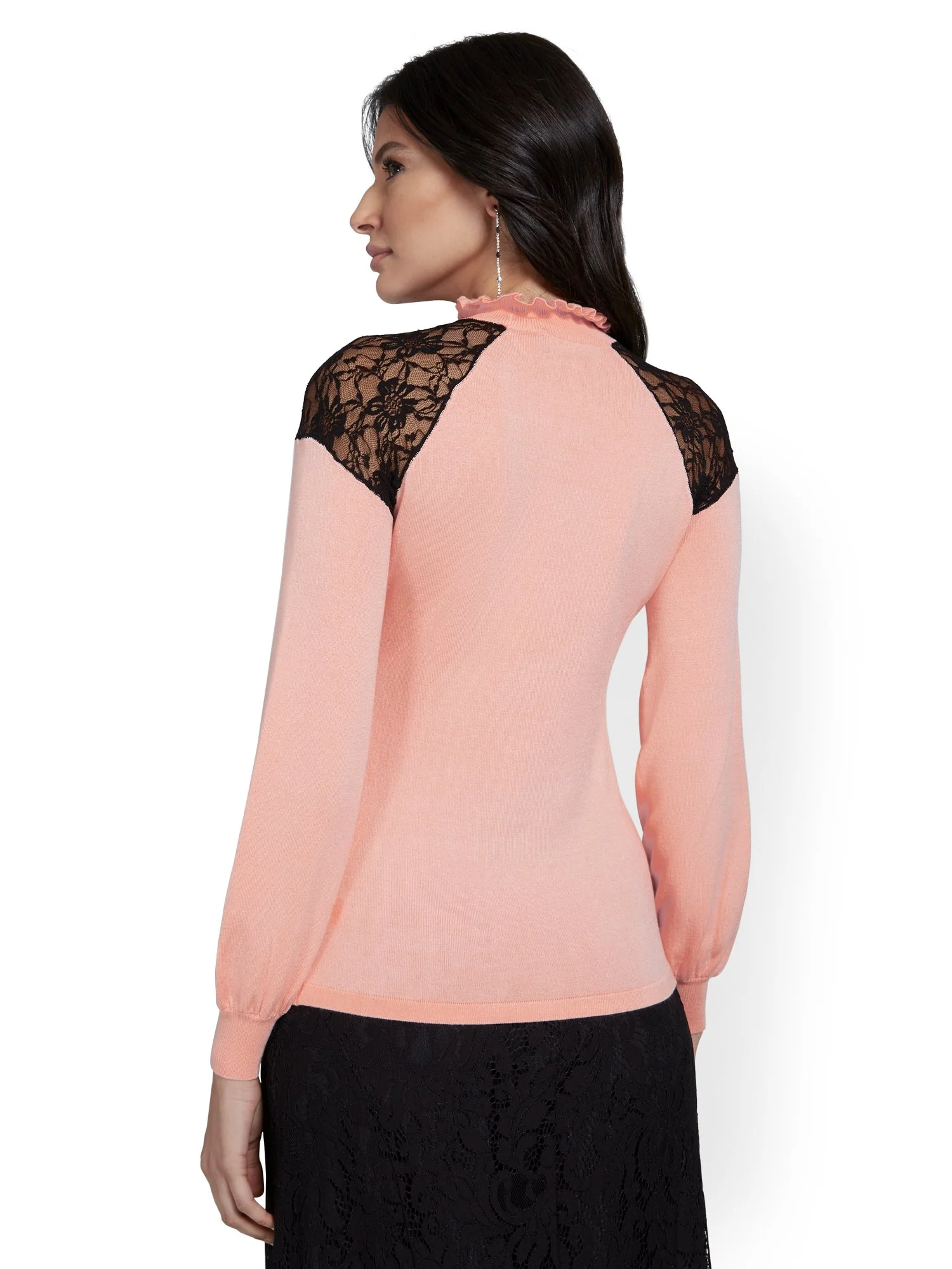 Lace-Accent Pullover Sweater - Image 3