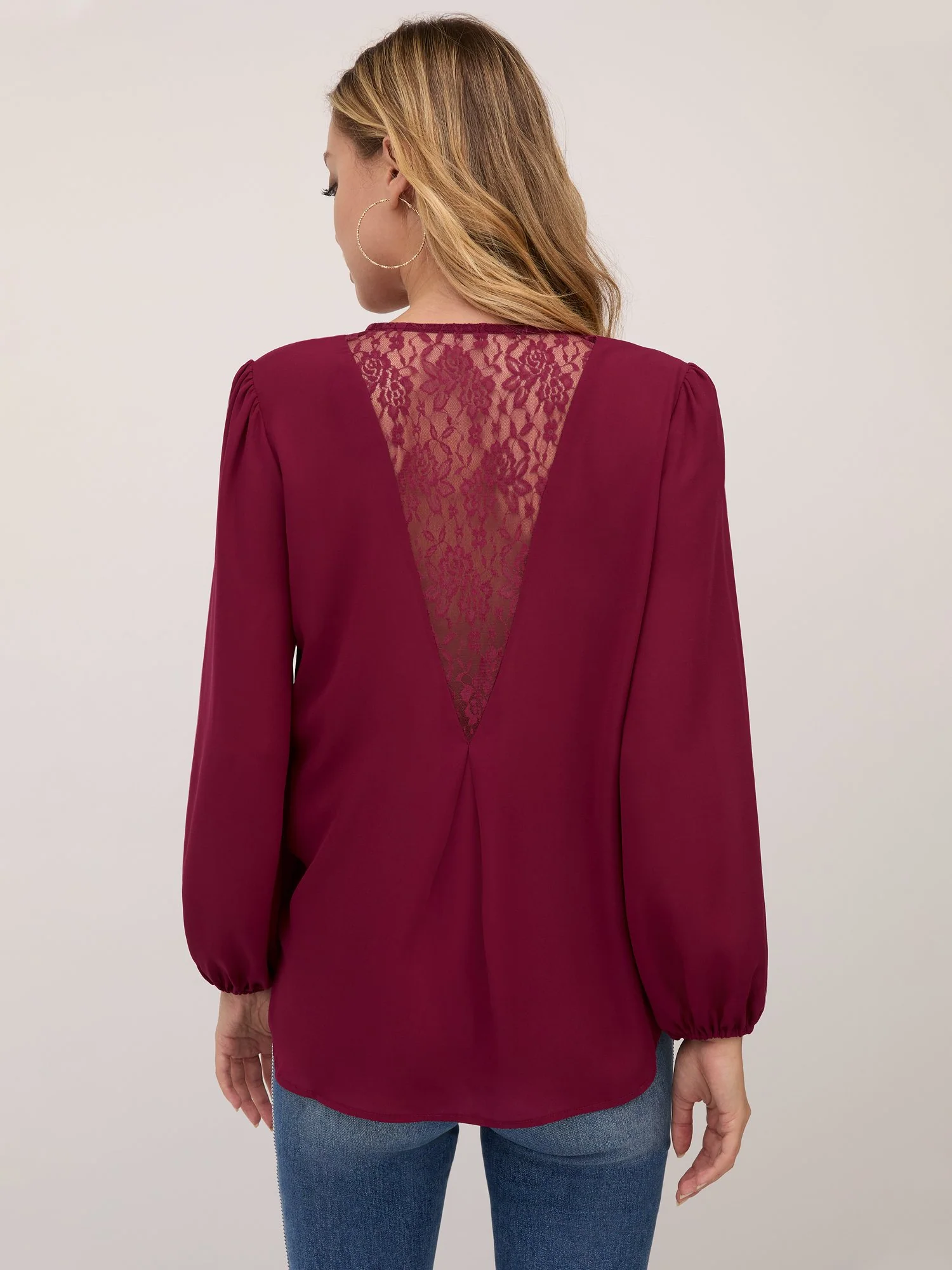 Lace-Back V-Neck Surplice Top - Image 6
