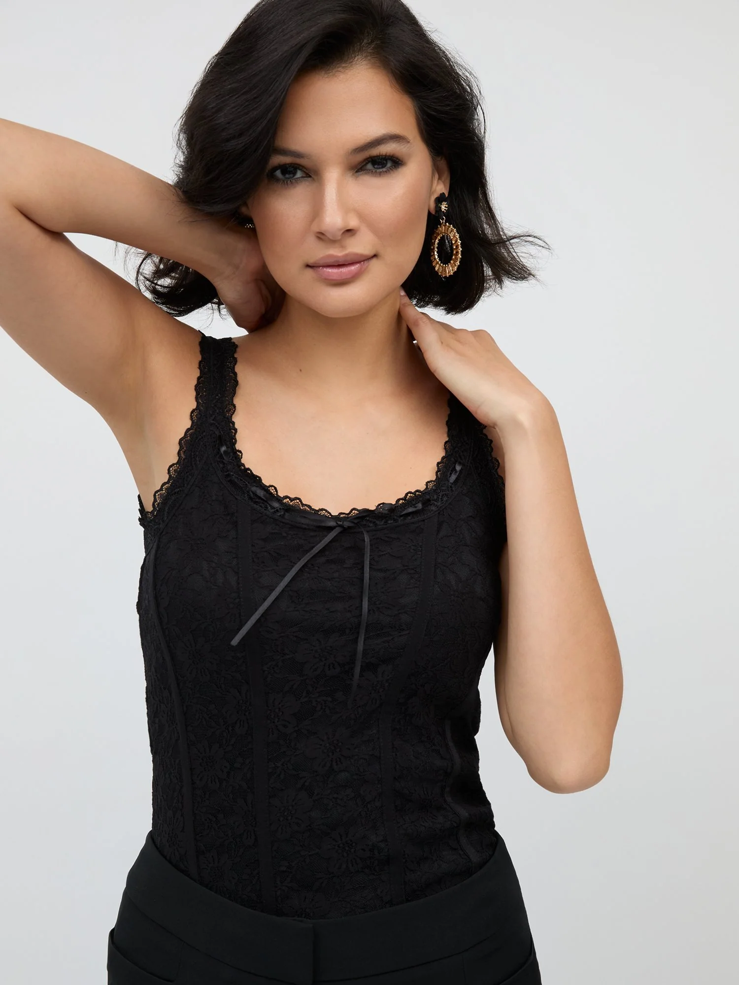 Lace-Detail Corset Knit Top - Image 2
