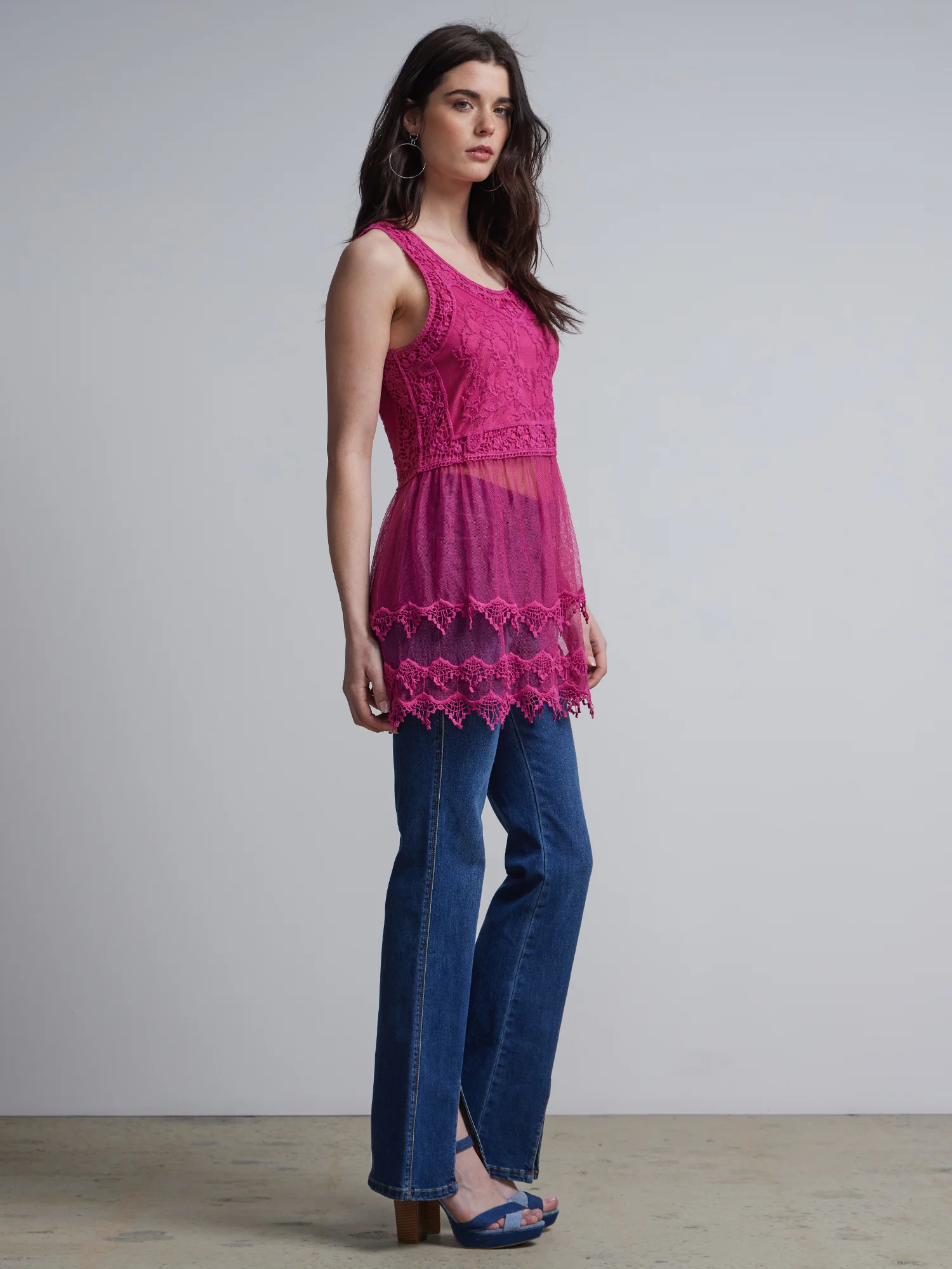 Lace-Mesh Sleeveless Tunic Top - Image 12