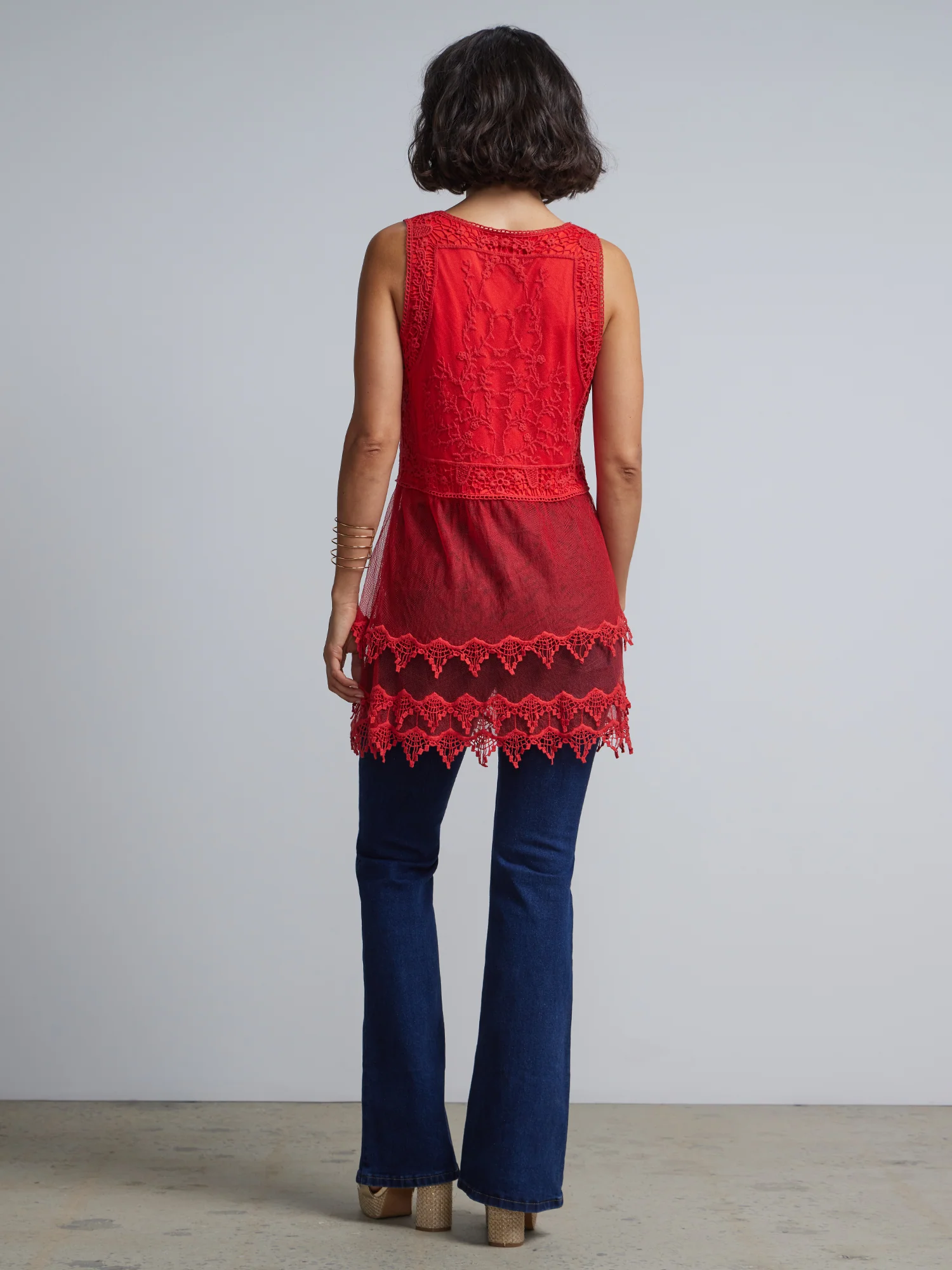 Lace-Mesh Sleeveless Tunic Top - Image 3