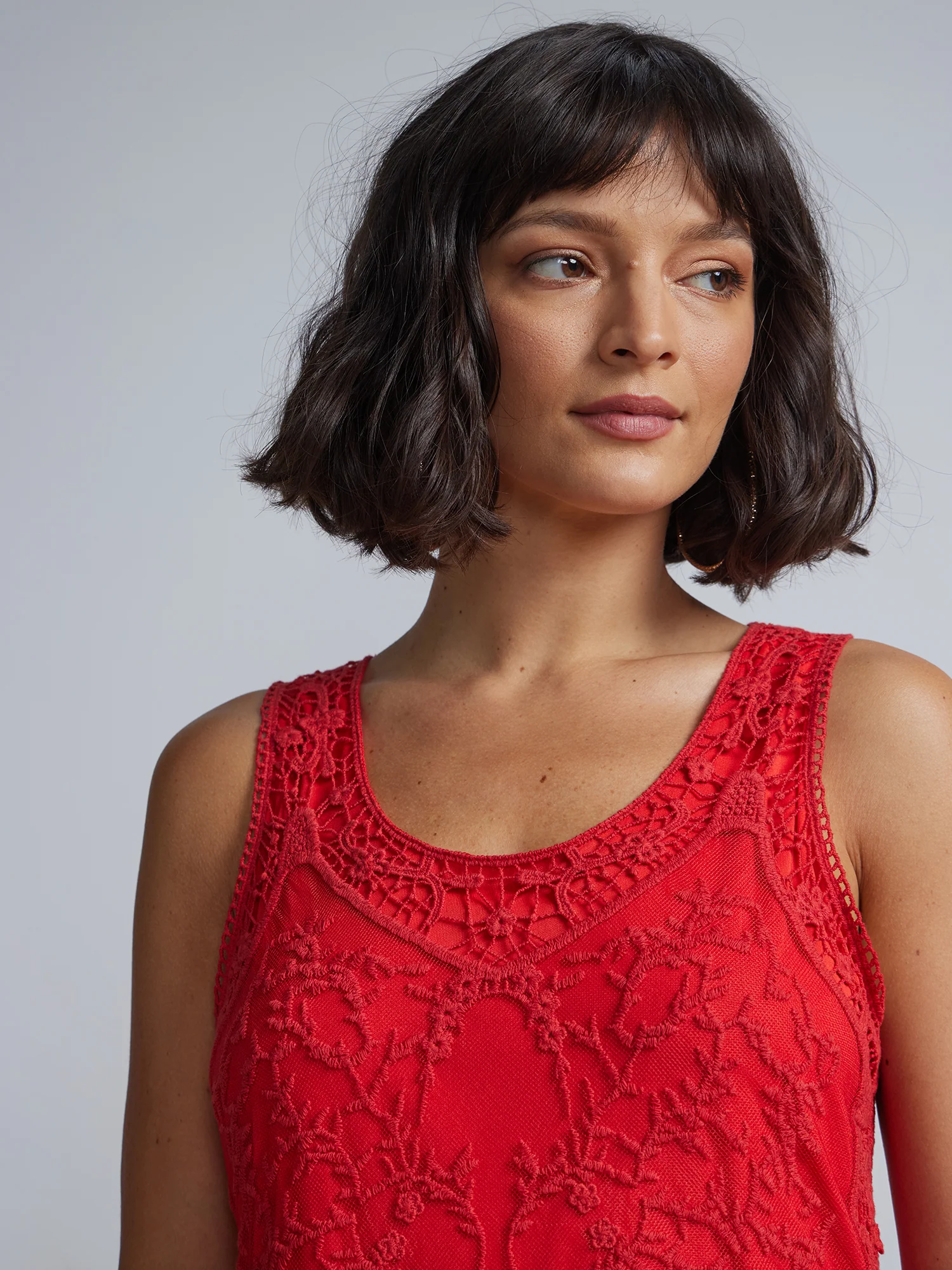 Lace-Mesh Sleeveless Tunic Top - Image 4