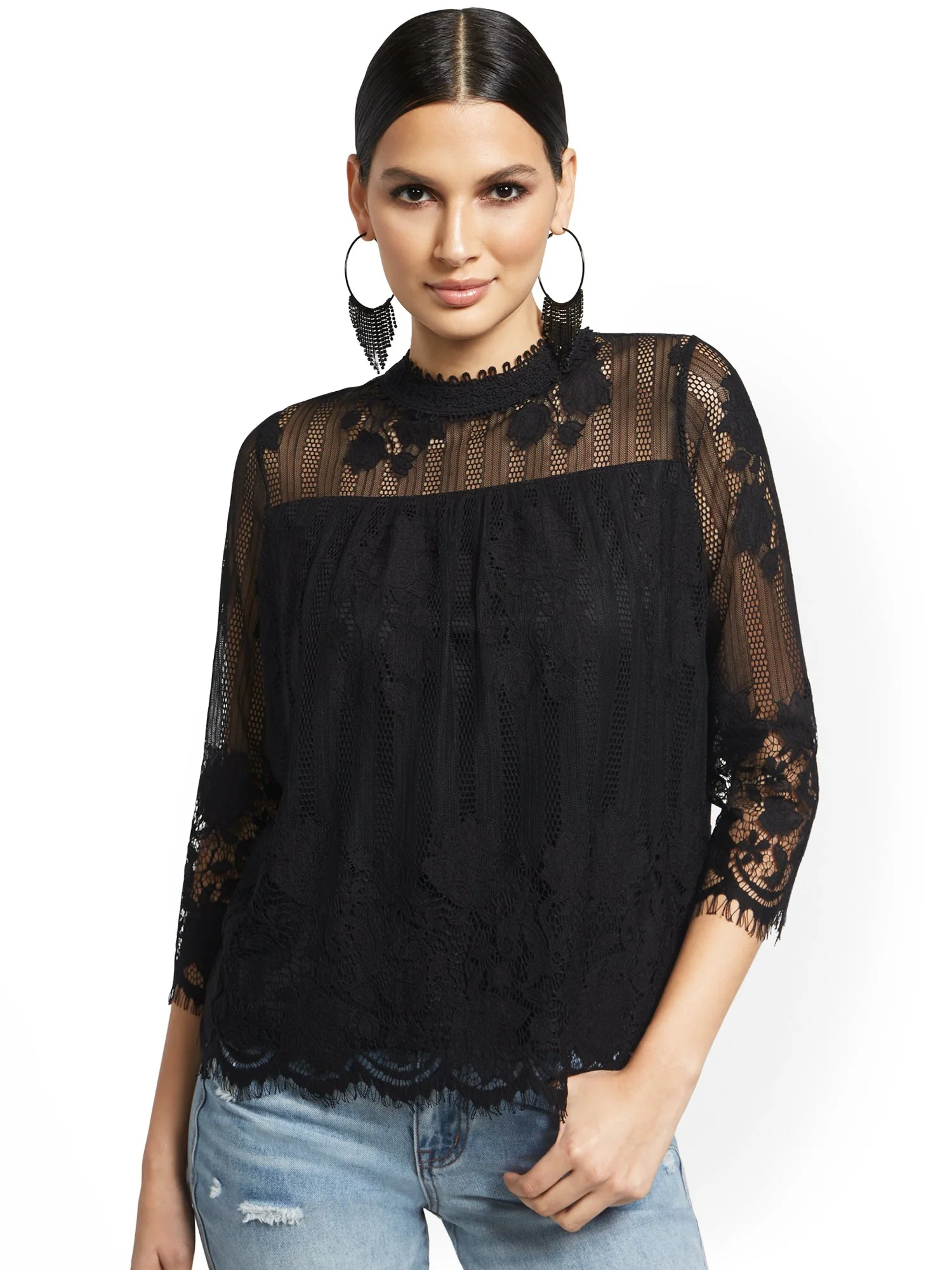 Lace Overlay Top - Image 2