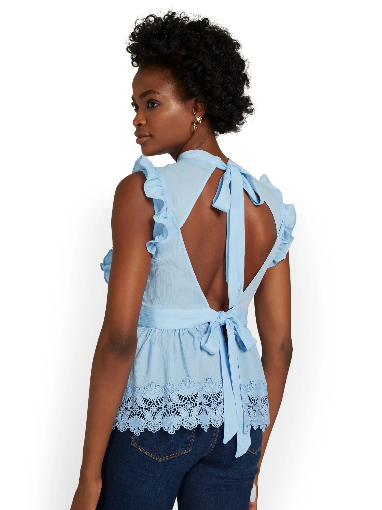Lace Peplum Blouse - Lily & Cali - Image 7