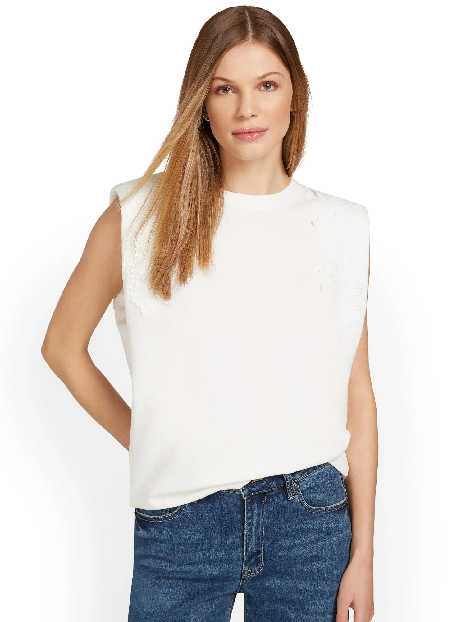 Moodie Lace-Trim Shoulder-Pad Tee - Brands We Love - Image 6