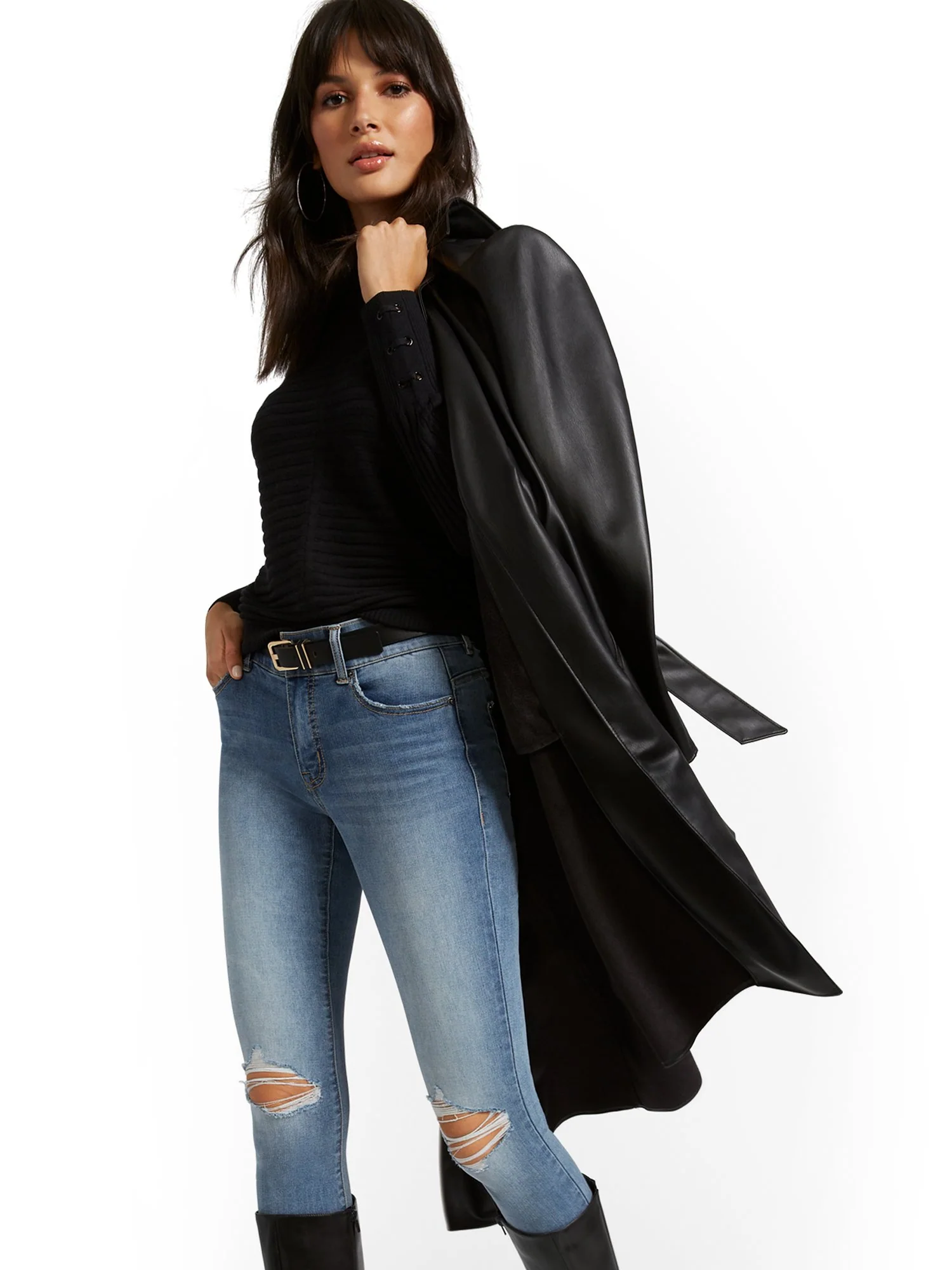 Lace-Up Cuff Dolman Sweater - Image 2