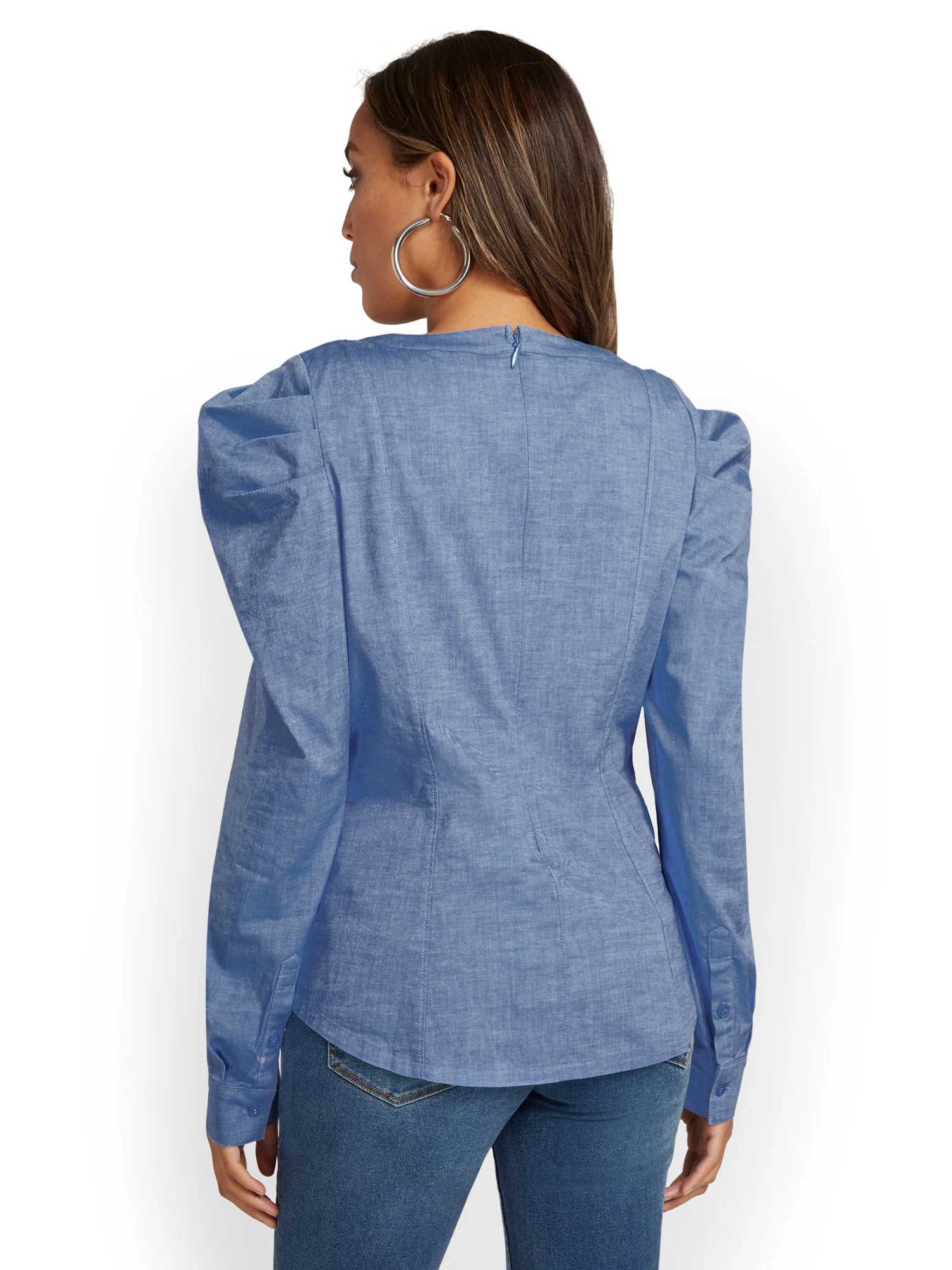 Lace-Up Denim Top - Image 3