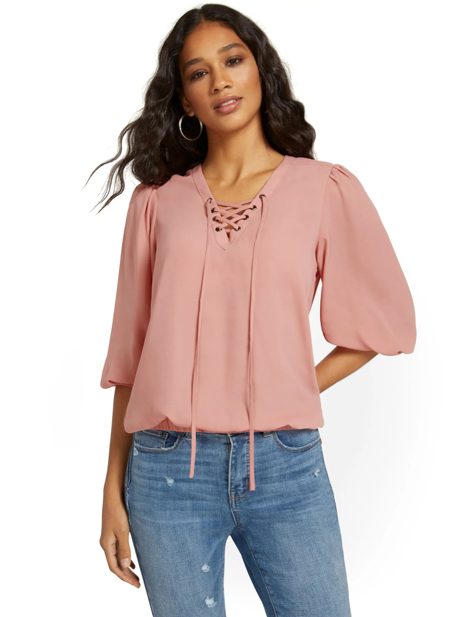 Lace-Up Neck Top - Image 14
