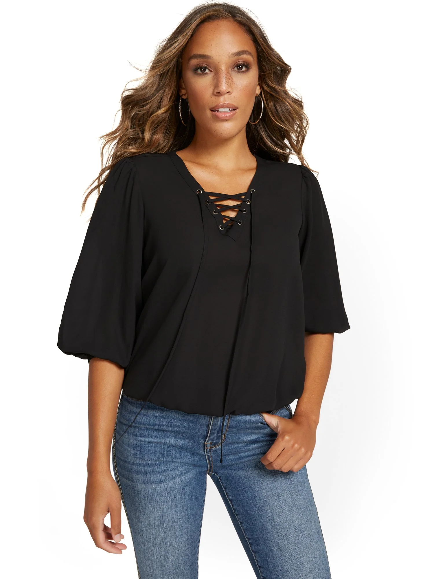 Lace-Up Neck Top - Image 2