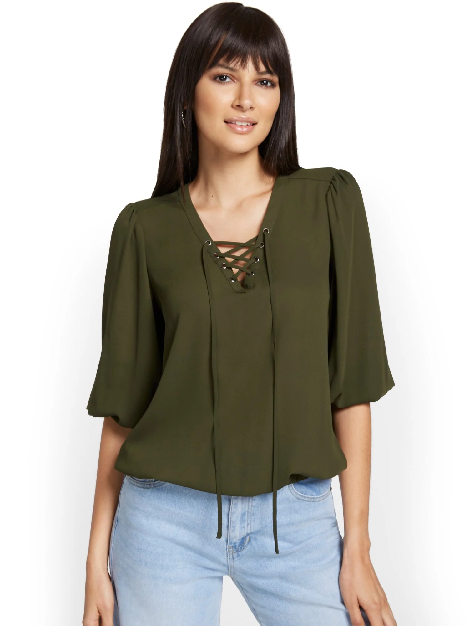 Lace-Up Neck Top - Image 6