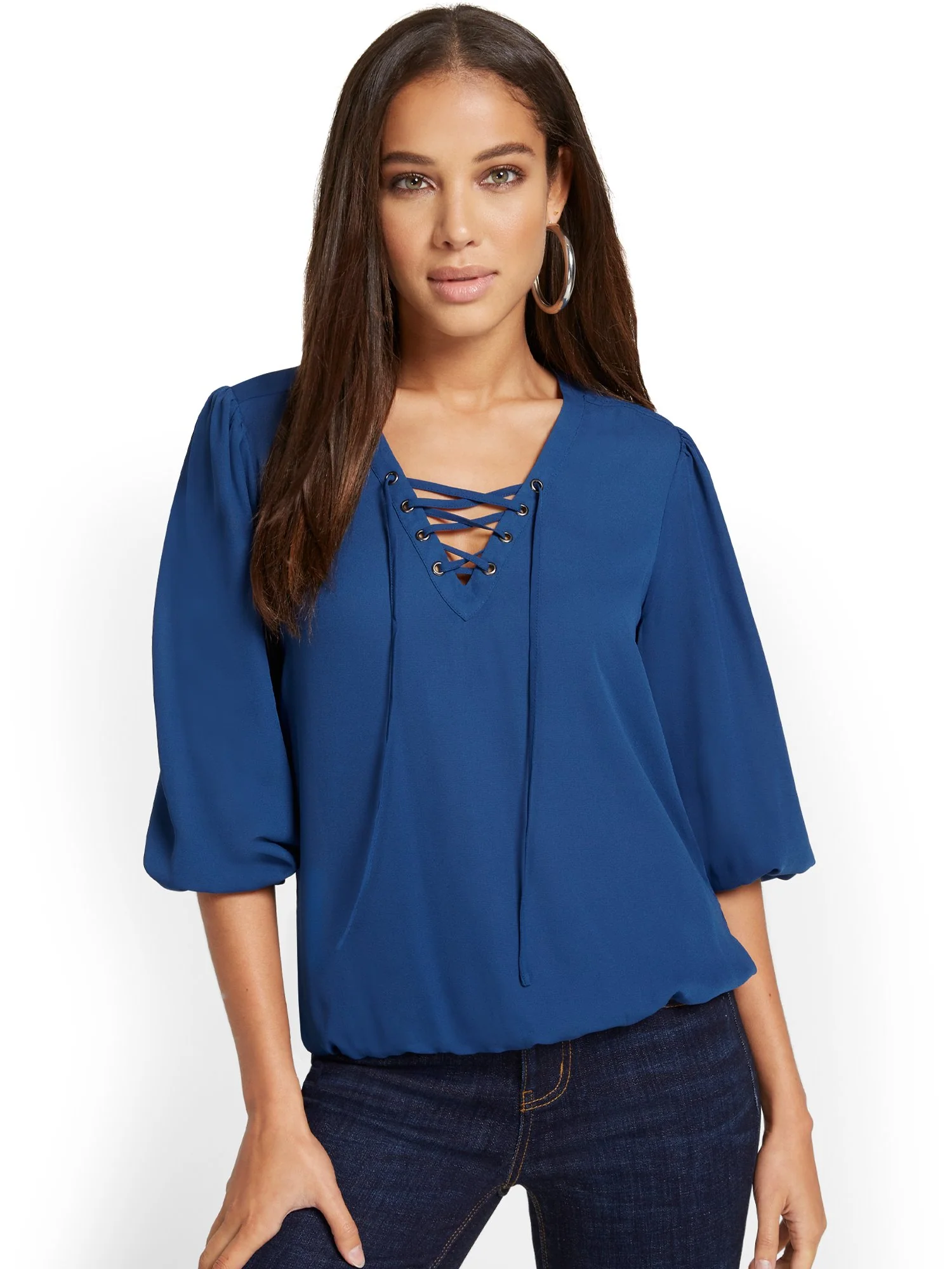 Lace-Up Neck Top - Image 9