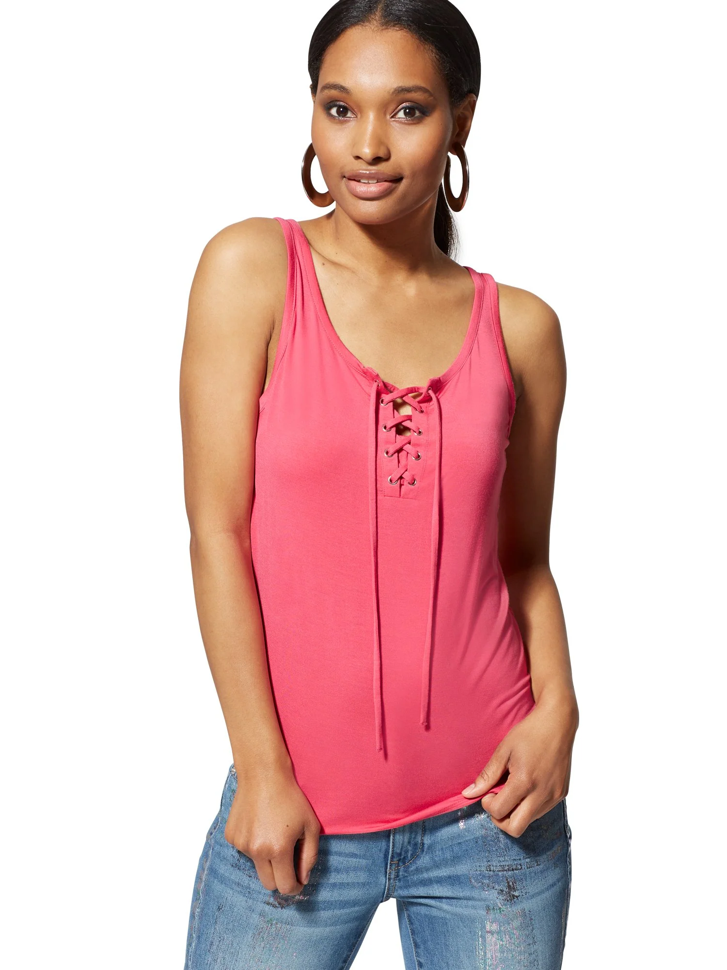 Lace-Up Tank Top - Soho Soft Tee - Image 25