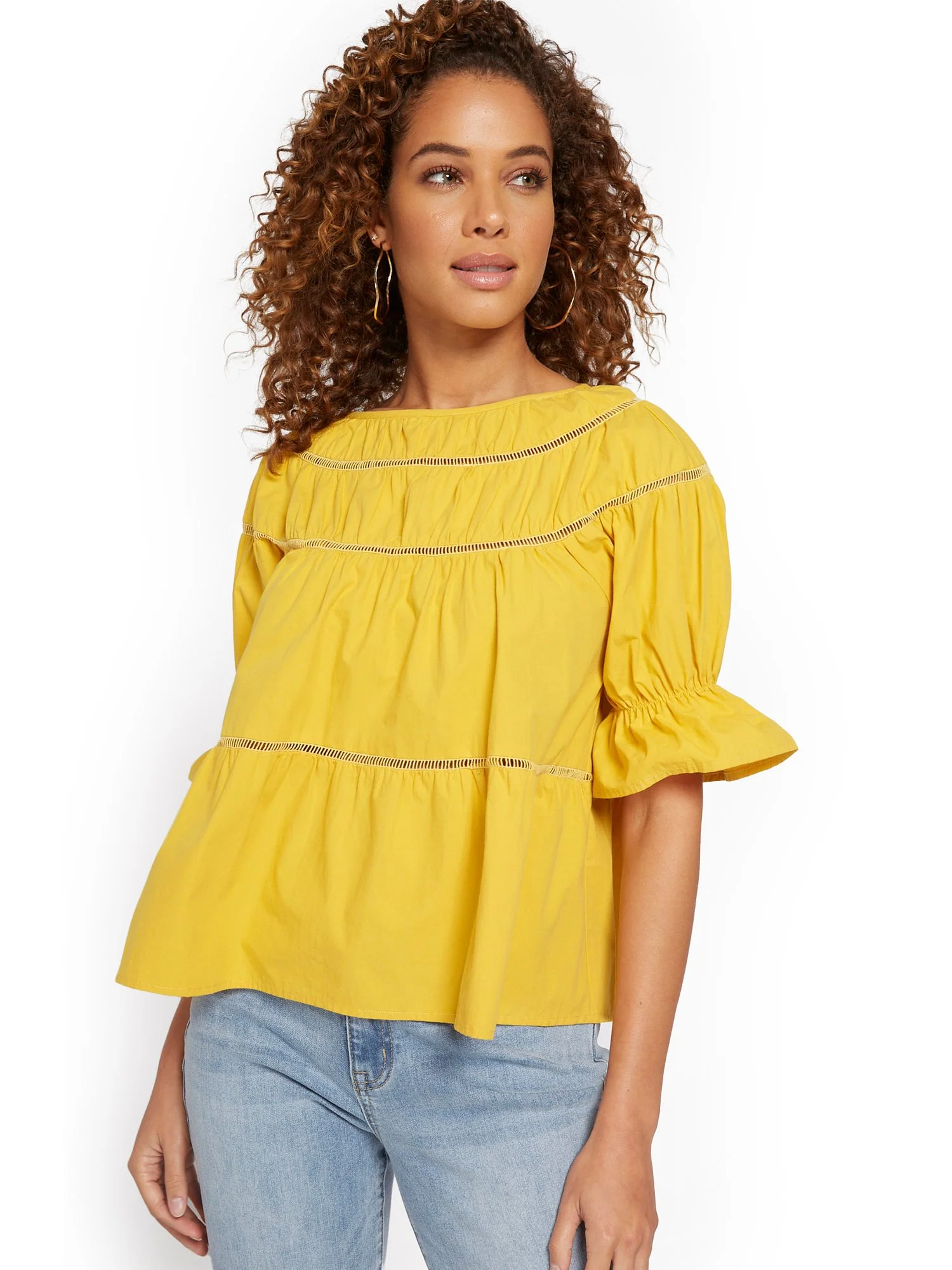 Endless Blu Ladder-Trim Babydoll Top - Brands We Love - Image 3