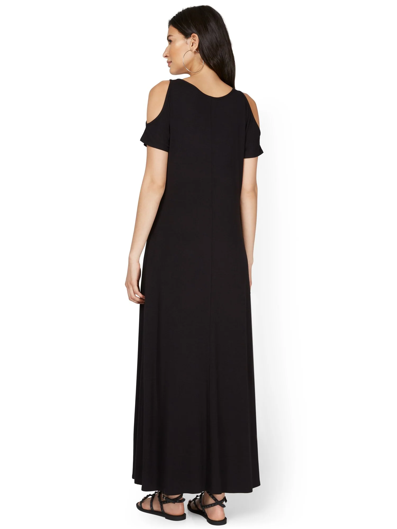 Lattice Cold-Shoulder Maxi Dress - Image 3