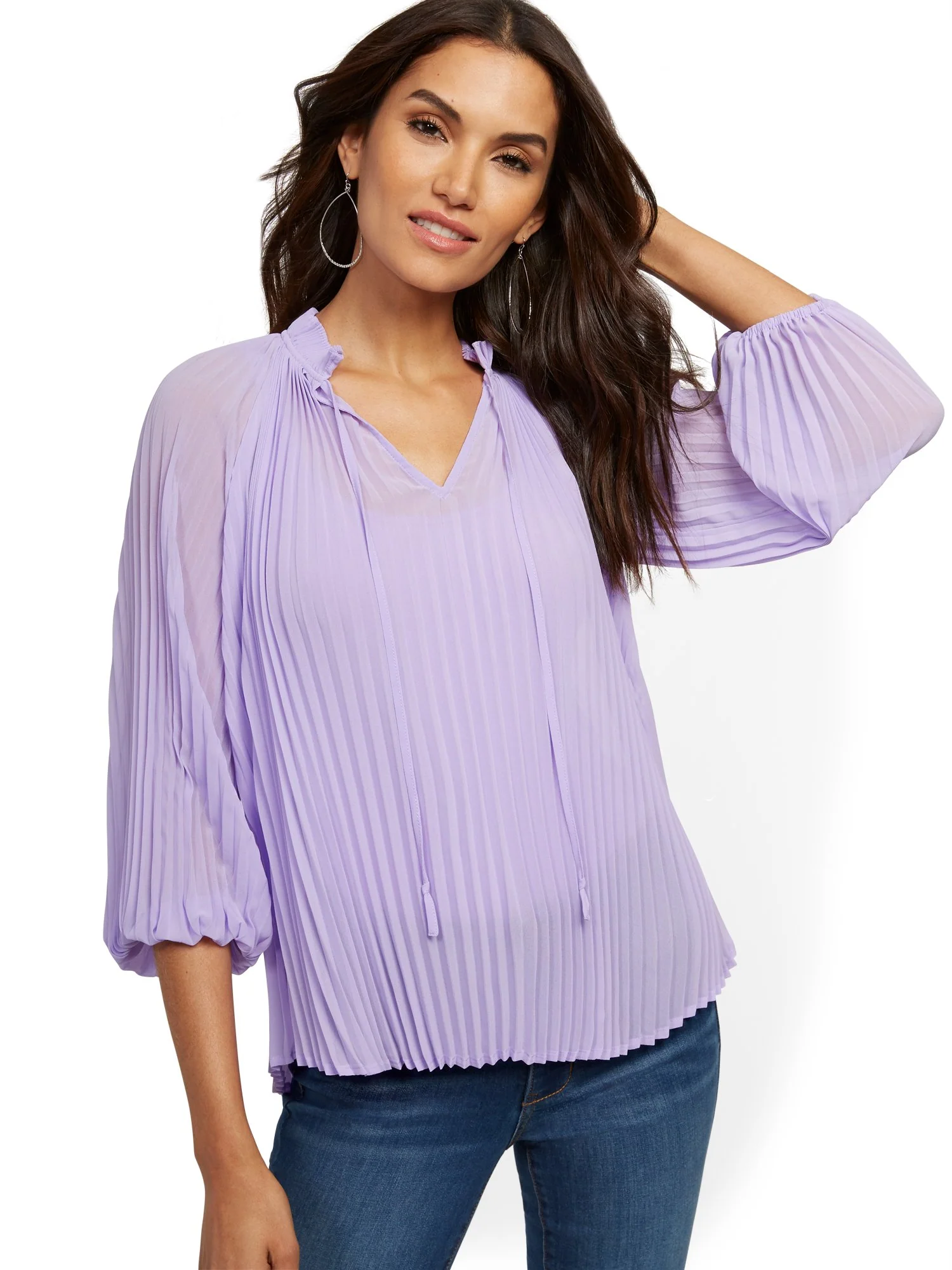 Lavender Pleated Blouse - Image 2
