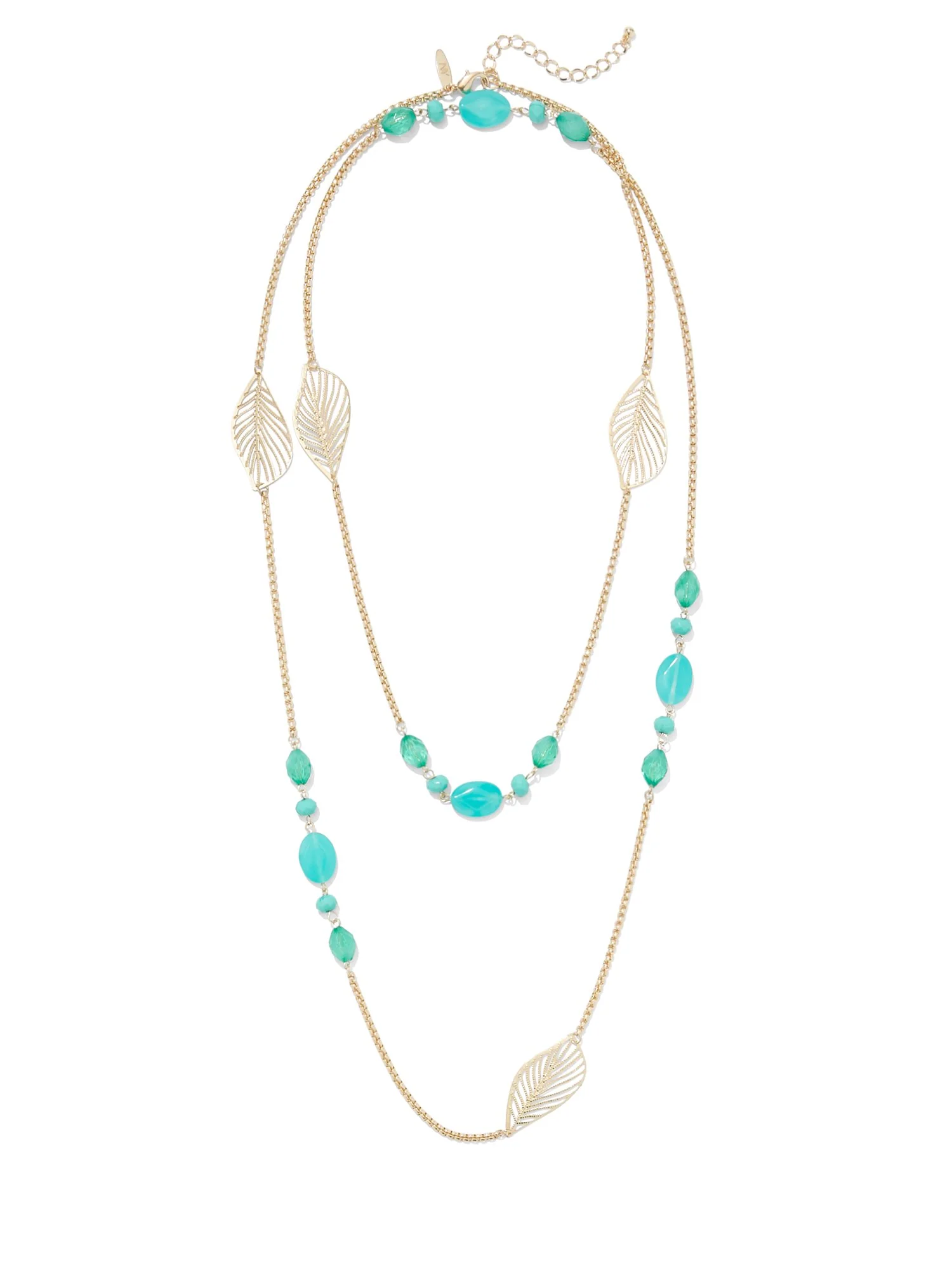 Leaf-Accent Beaded Necklace
