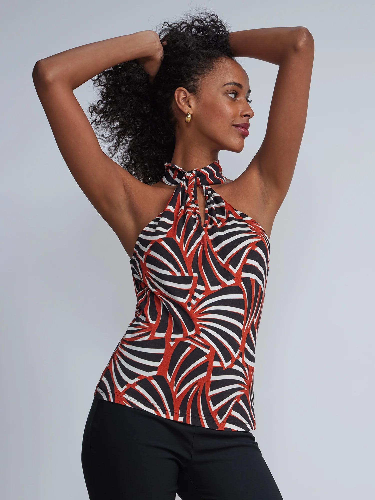 Leaf Print Halter Neck Top