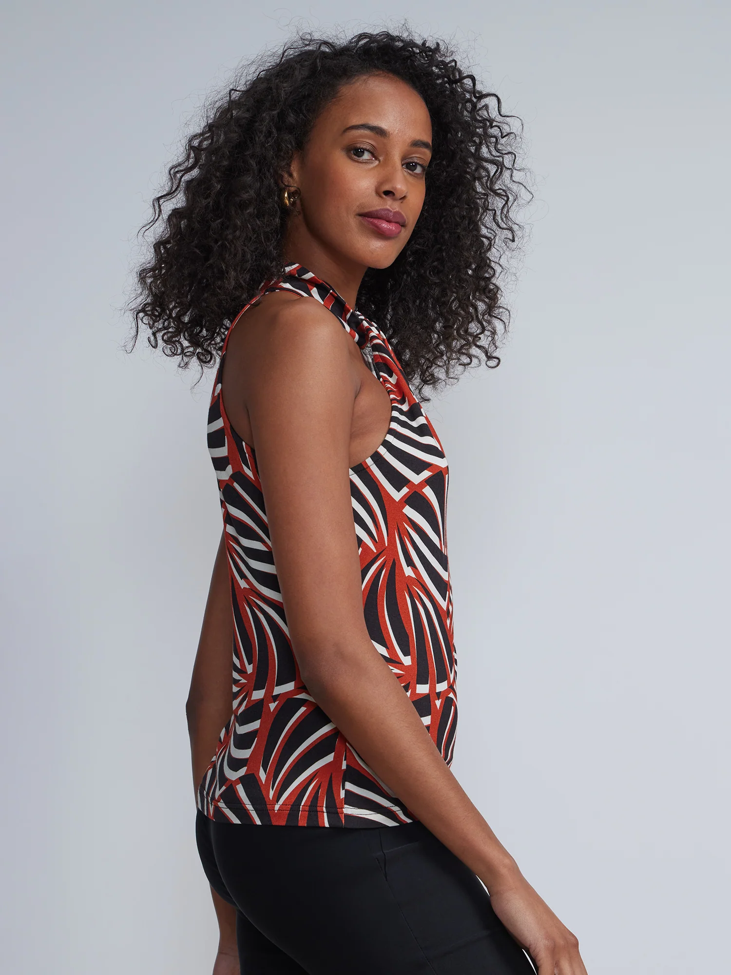 Leaf Print Halter Neck Top - Image 2