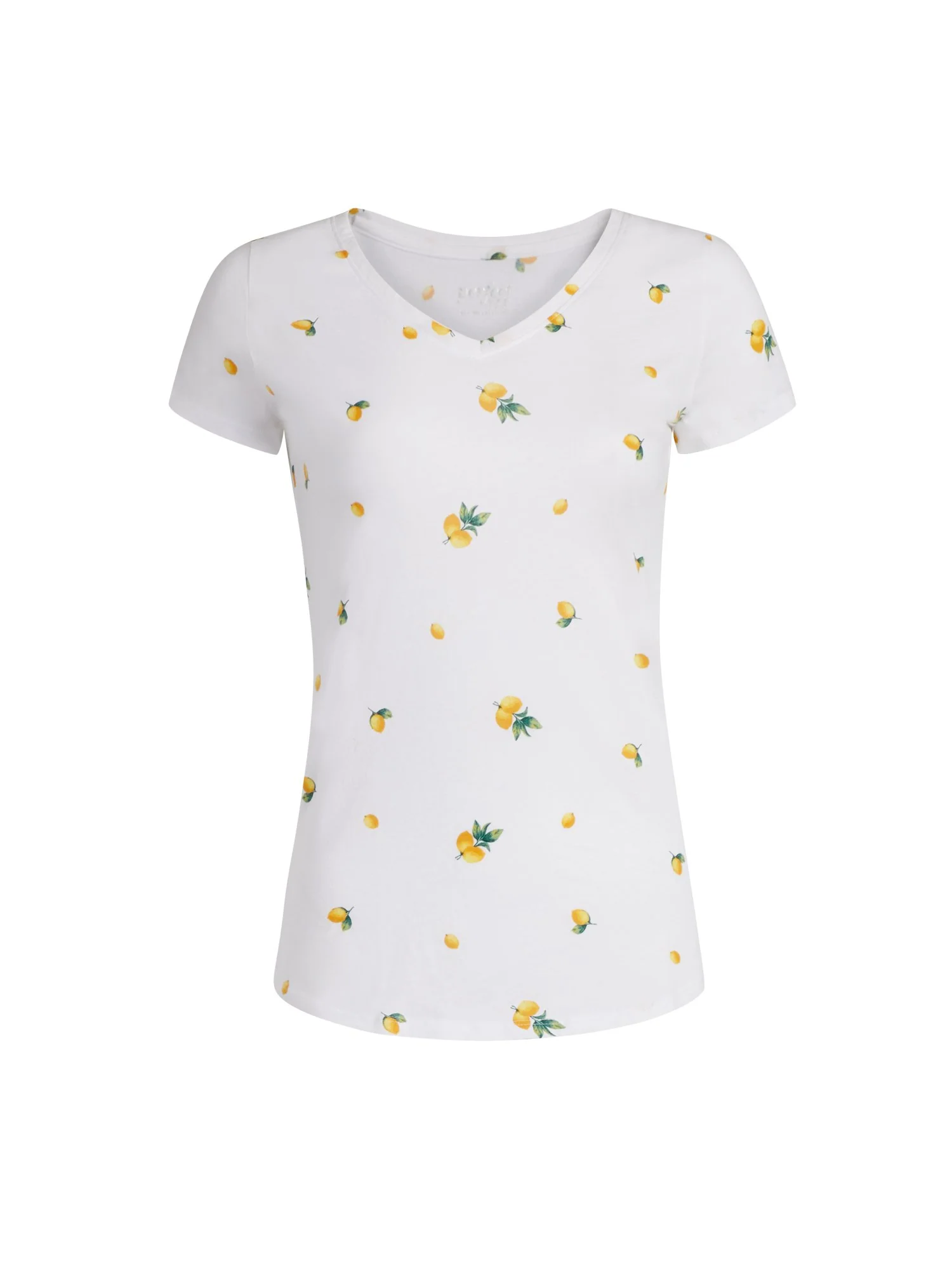Lemon-Print V-Neck Perfect Tee