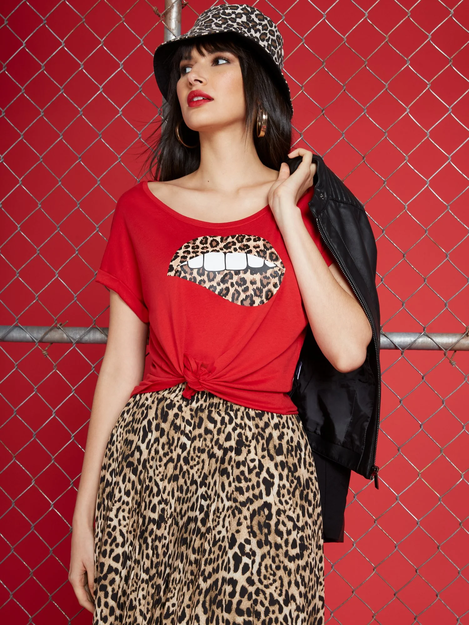 Leopard Lip Print Graphic Tee
