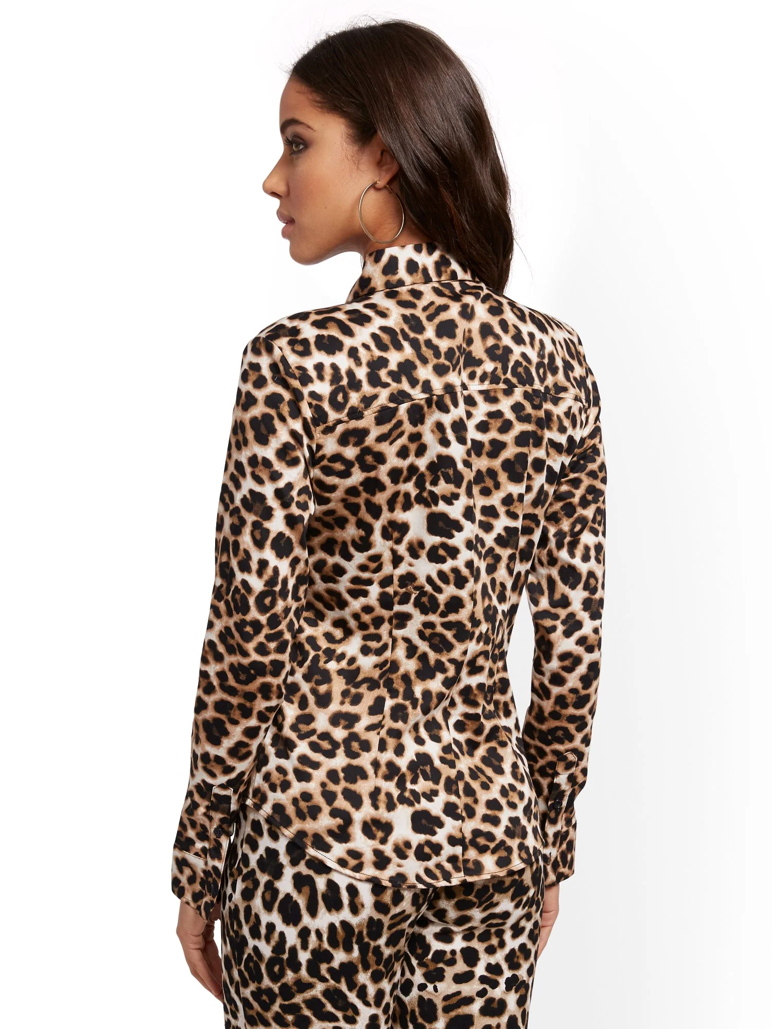 Leopard Madison Stretch Shirt - Secret Snap - 7th Avenue - Image 3
