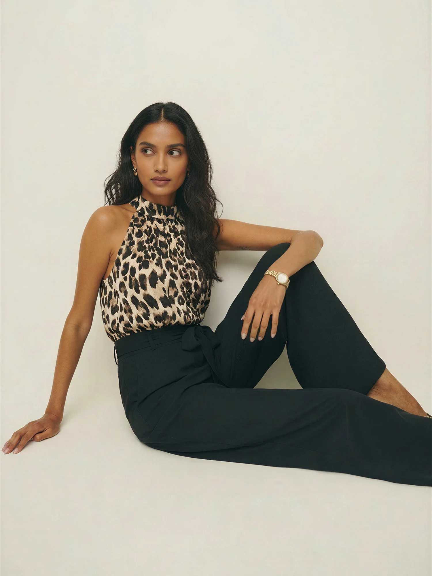 Leopard Mock Neck Satin Jumpsuit - Image 2