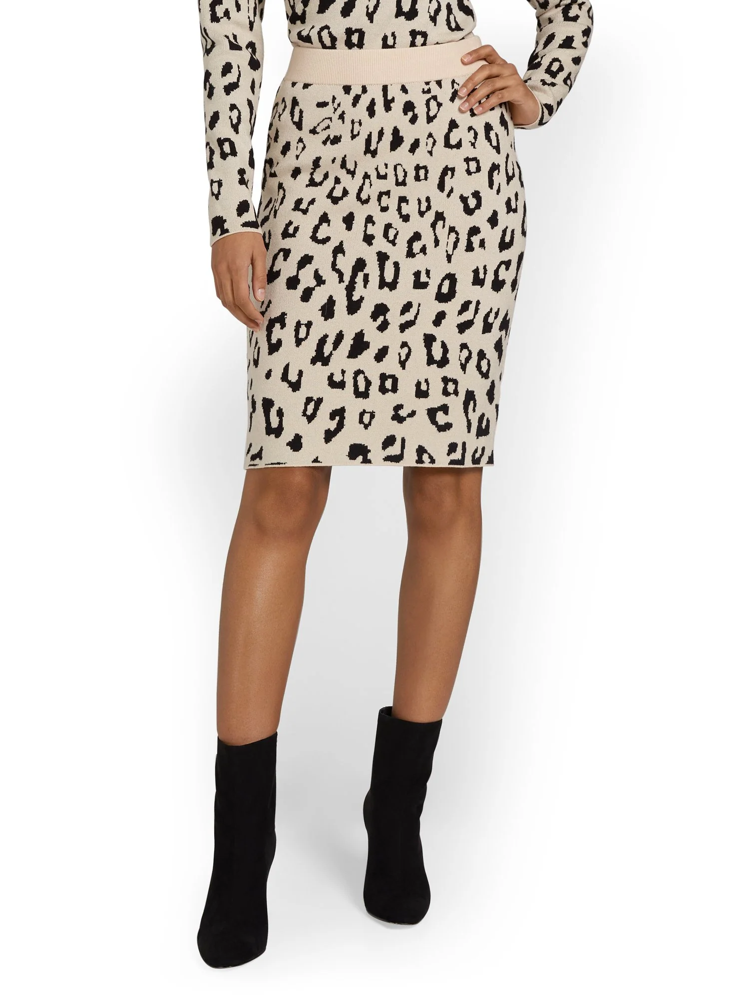 Allie Rose Leopard-Print Banded Midi Pencil Skirt - Brands We Love