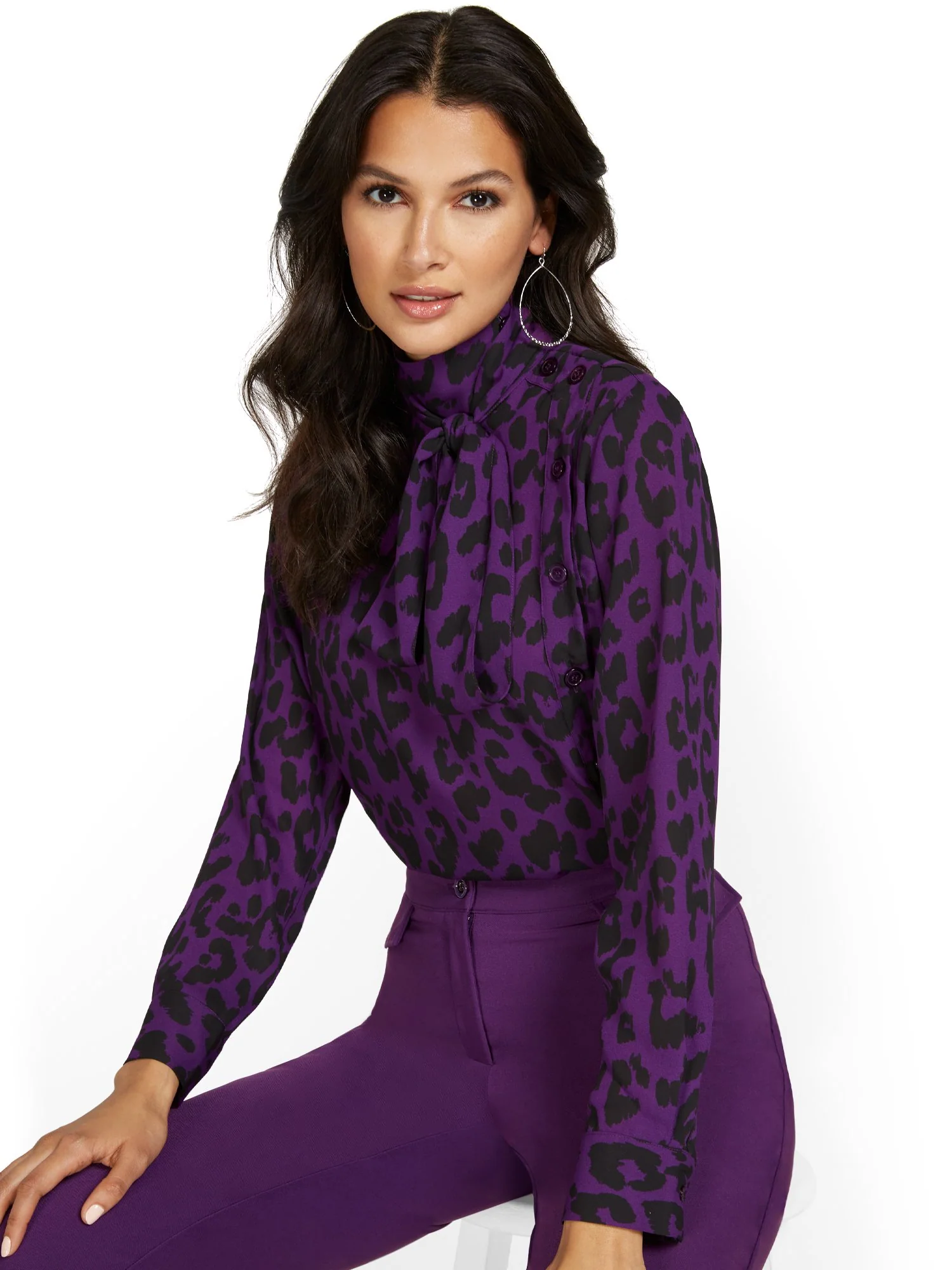 Leopard-Print Bow Blouse - Image 6
