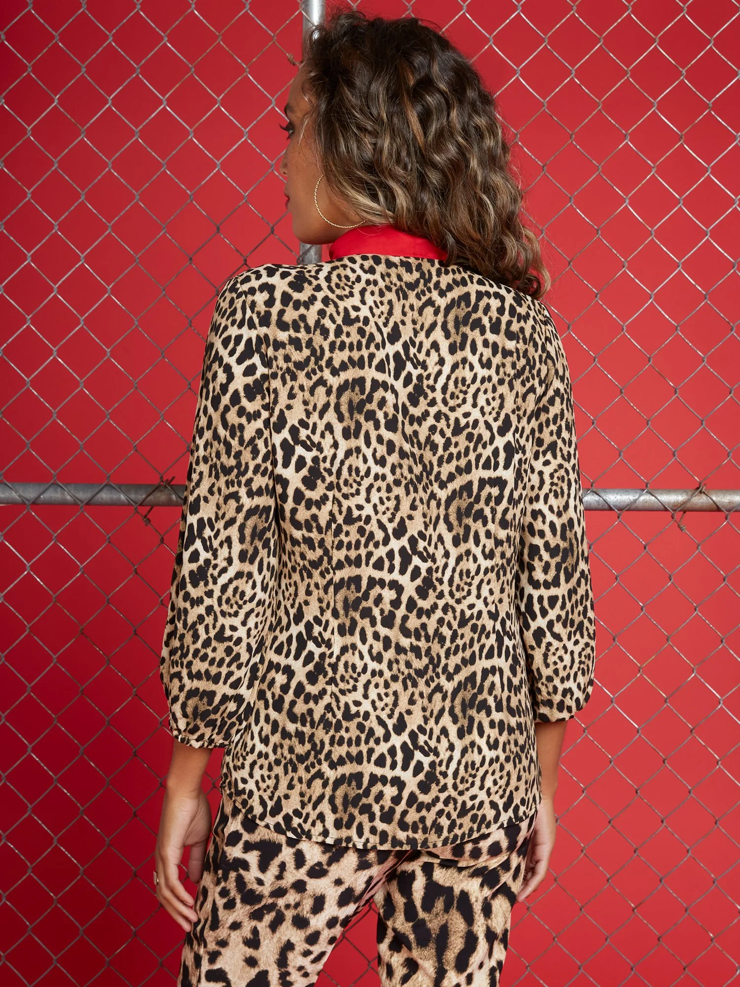 Leopard-Print Bow Blouse - Image 3
