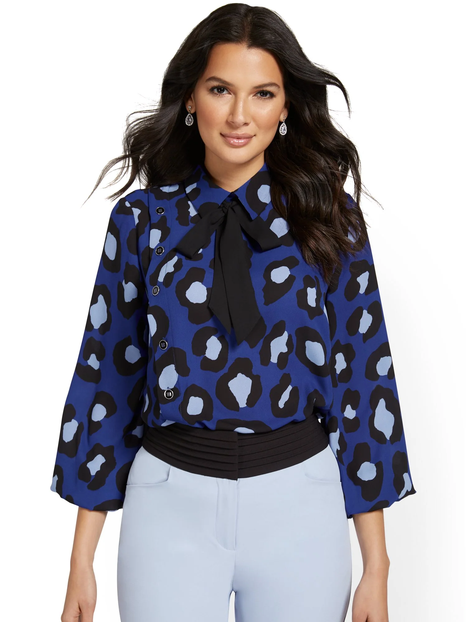 Leopard-Print Bow-Front Blouse - Image 2