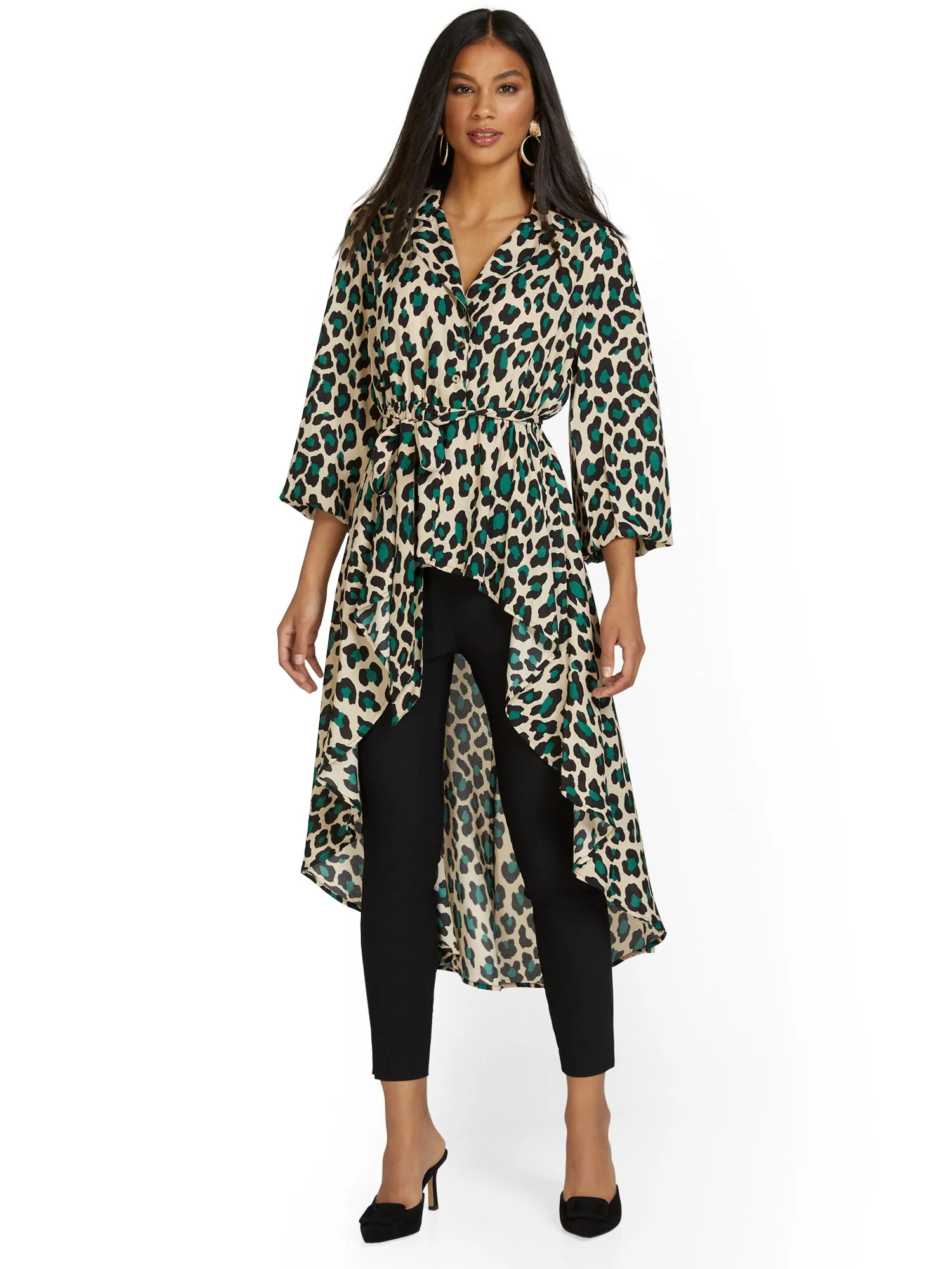 Leopard-Print High-Low Drama Top - Image 2