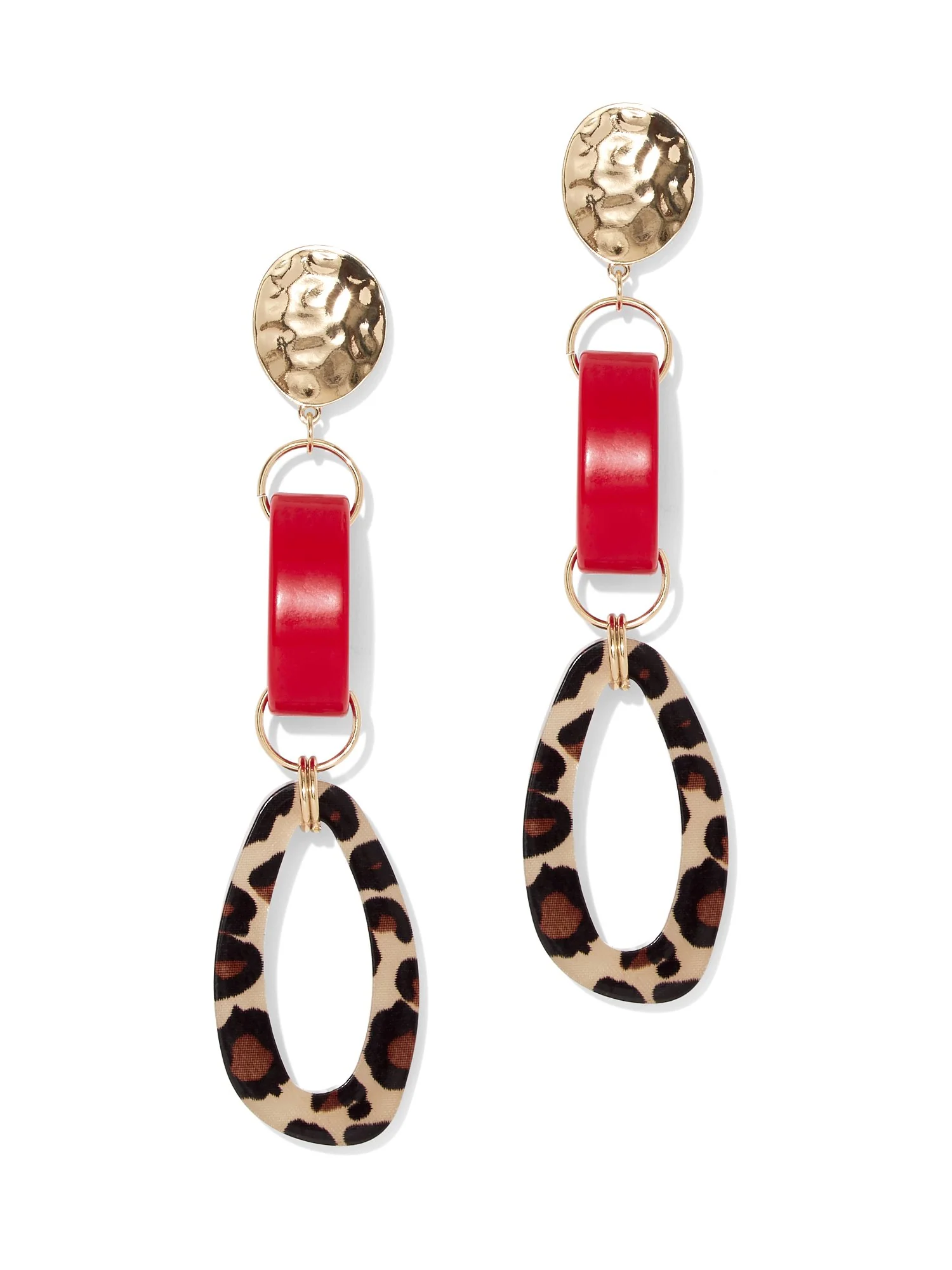 Leopard-Print Linear Drop Earring