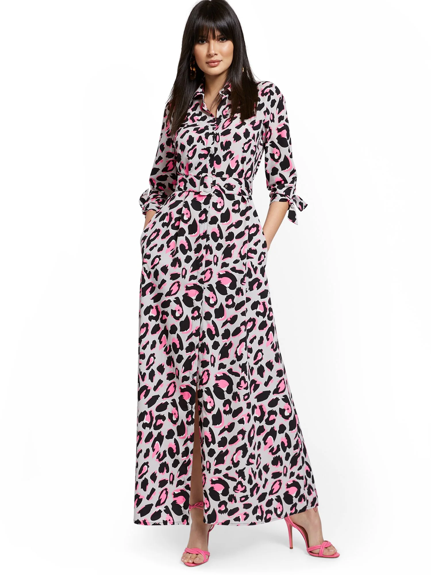 Leopard-Print Maxi Shirtdress - Image 2