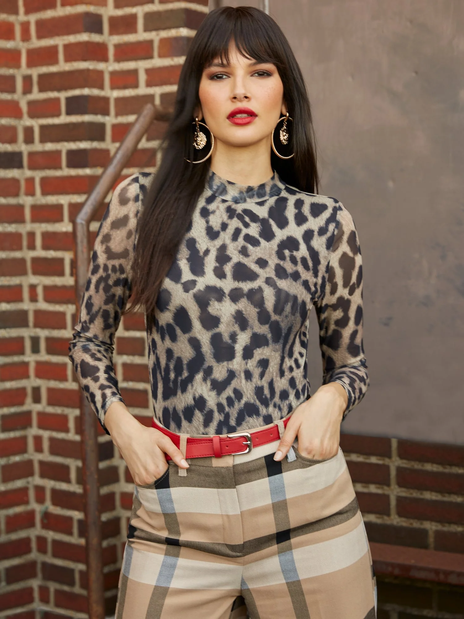 Leopard-Print Mesh Bodysuit