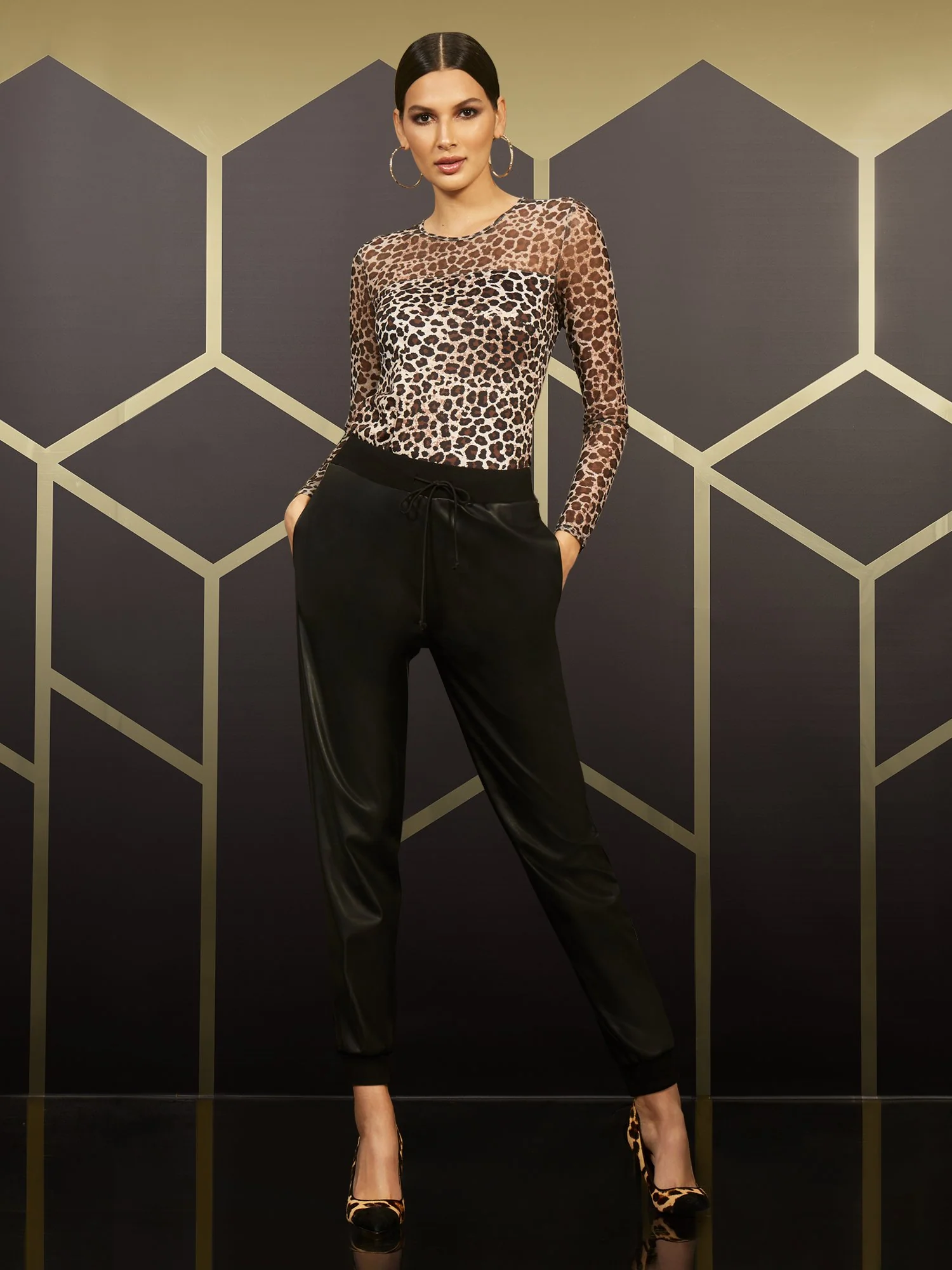 Leopard-Print Mesh Top - Image 4