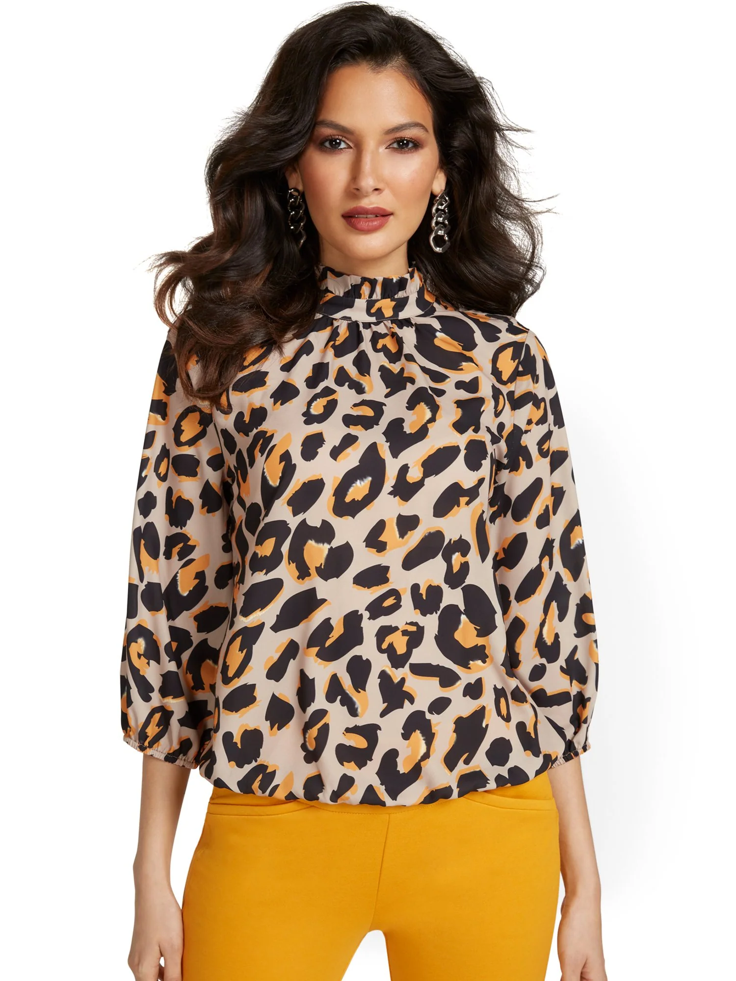 Leopard-Print Mock-Neck Blouse - Image 2