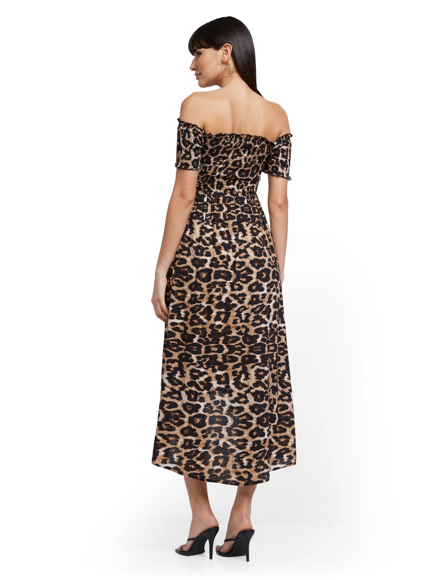 Leopard-Print Off-The-Shoulder Hi-Lo Wrap Maxi Dress - Image 3
