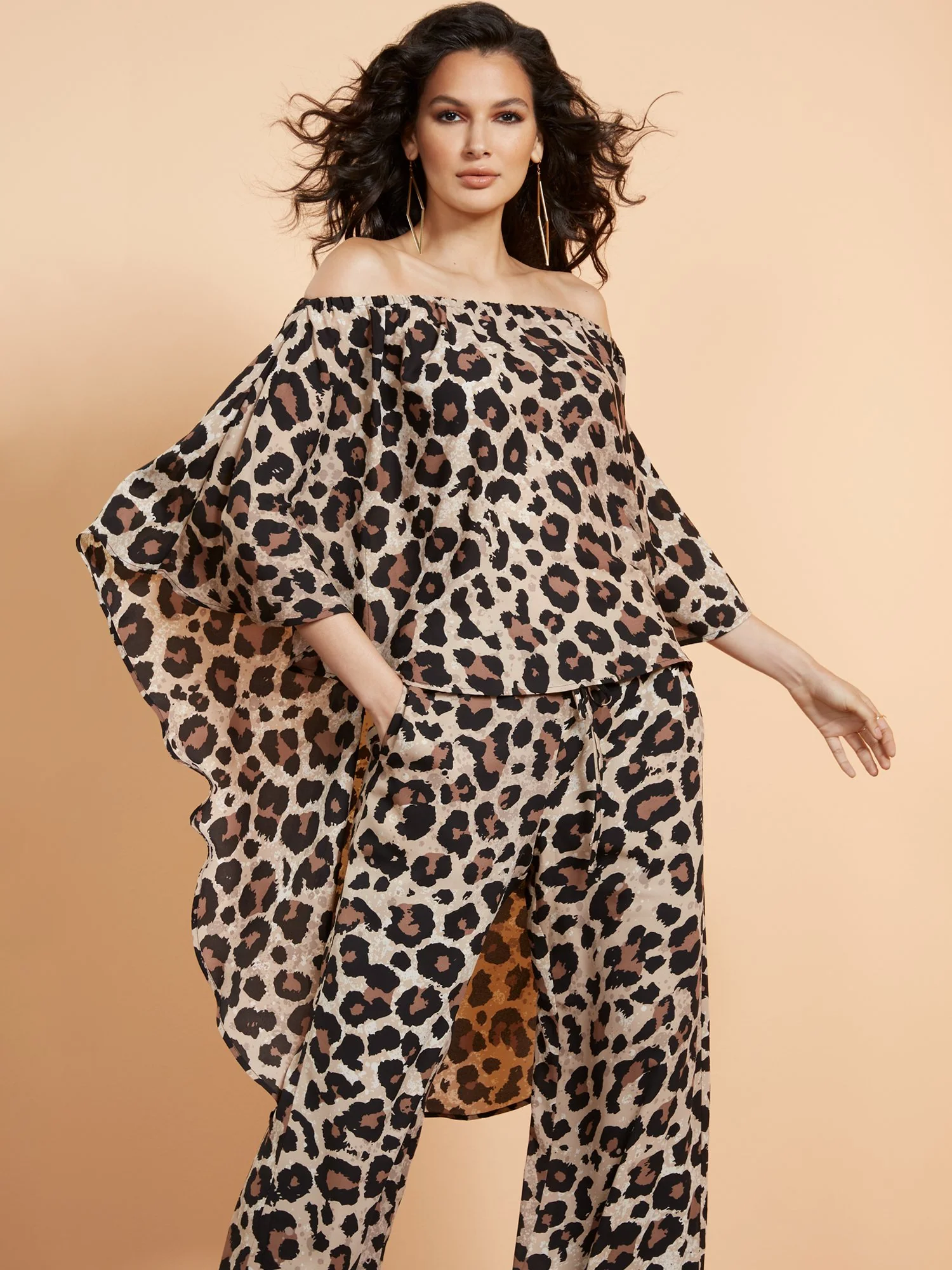 Leopard-Print Off-The-Shoulder Top