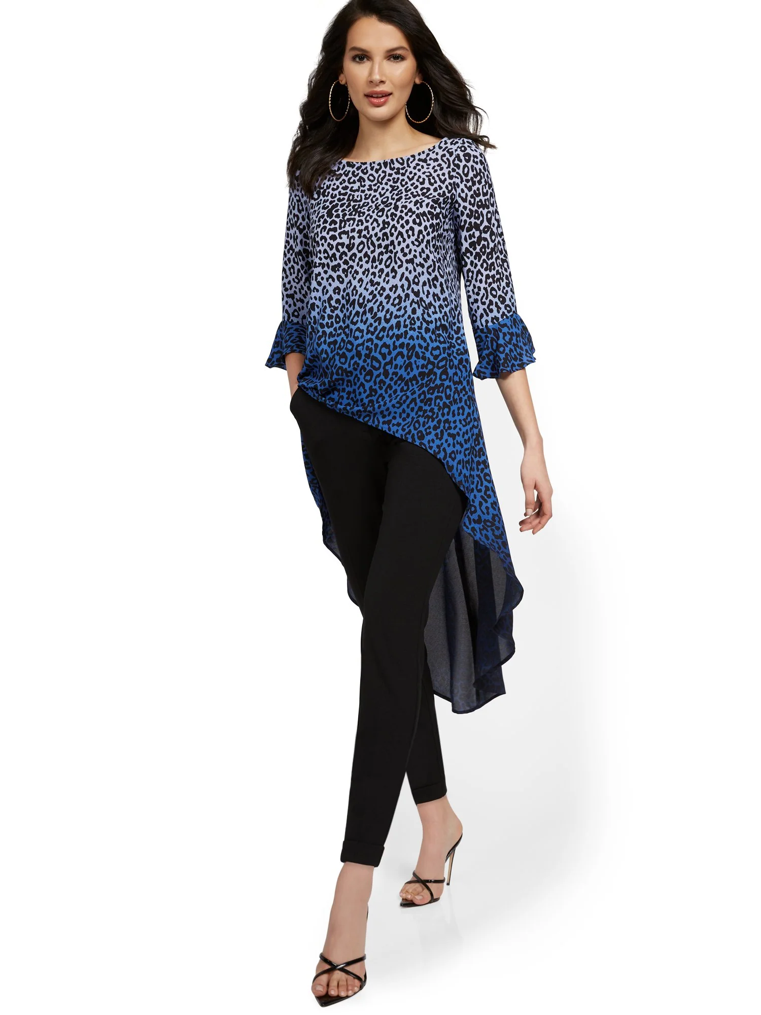 Leopard-Print Ombre High-Low Top