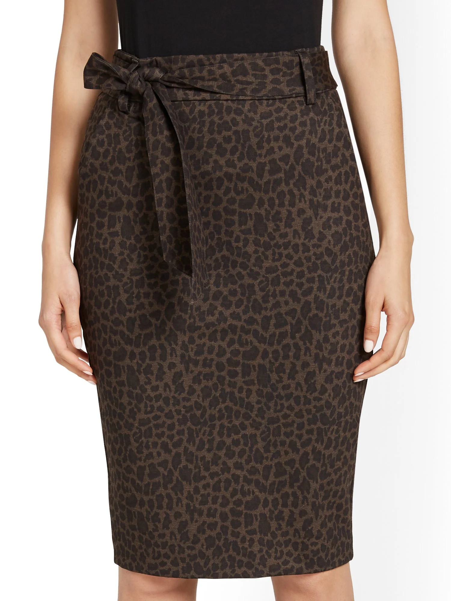 Leopard-Print Paperbag-Waist Pencil Skirt - Superflex - Image 5