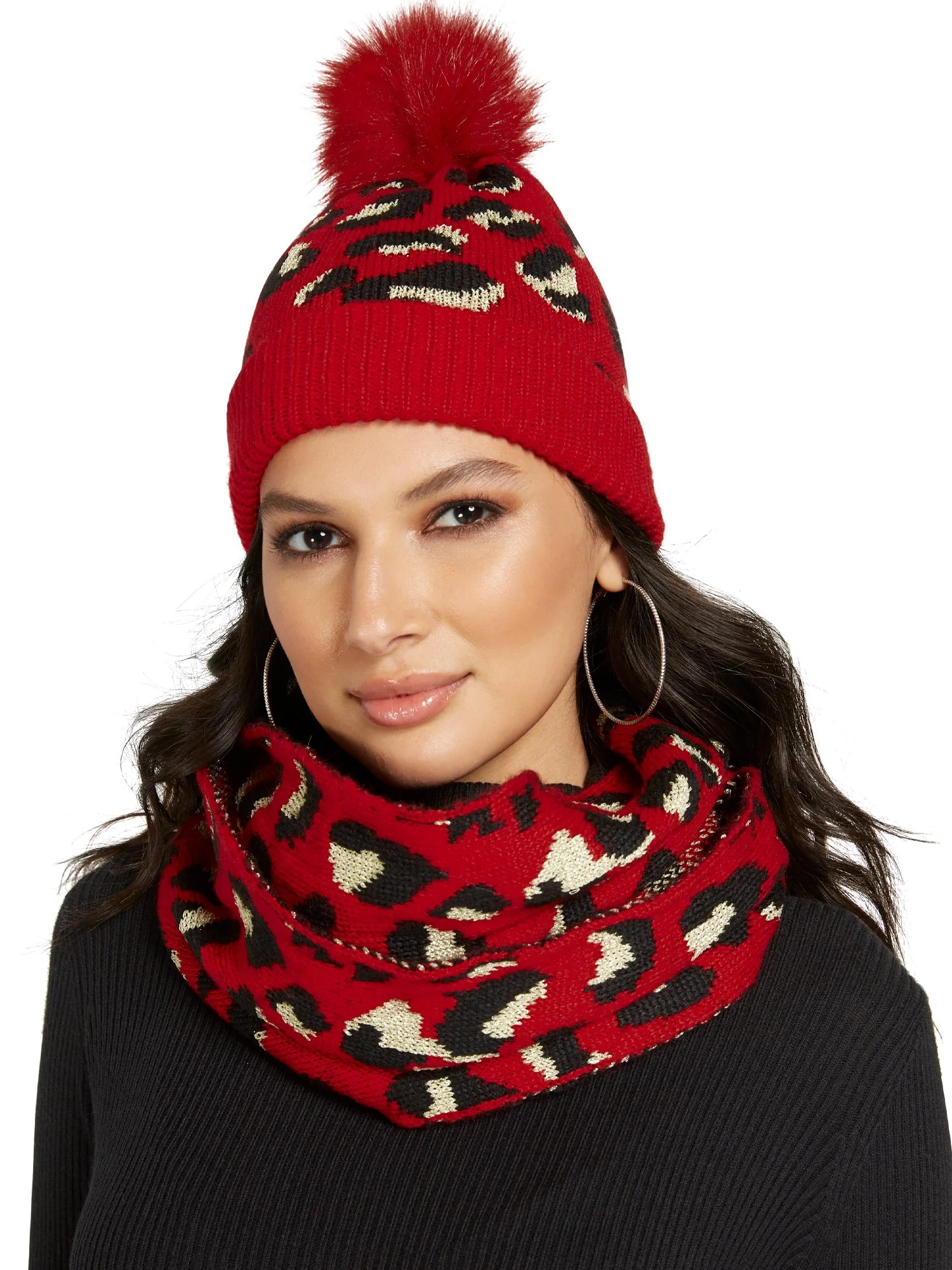 Leopard-Print Pom-Pom Knit Hat - Image 5