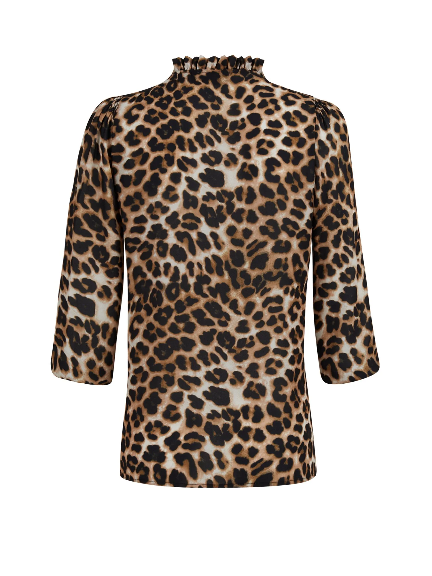 Leopard-Print Smocked Shoulder Blouse - Image 3