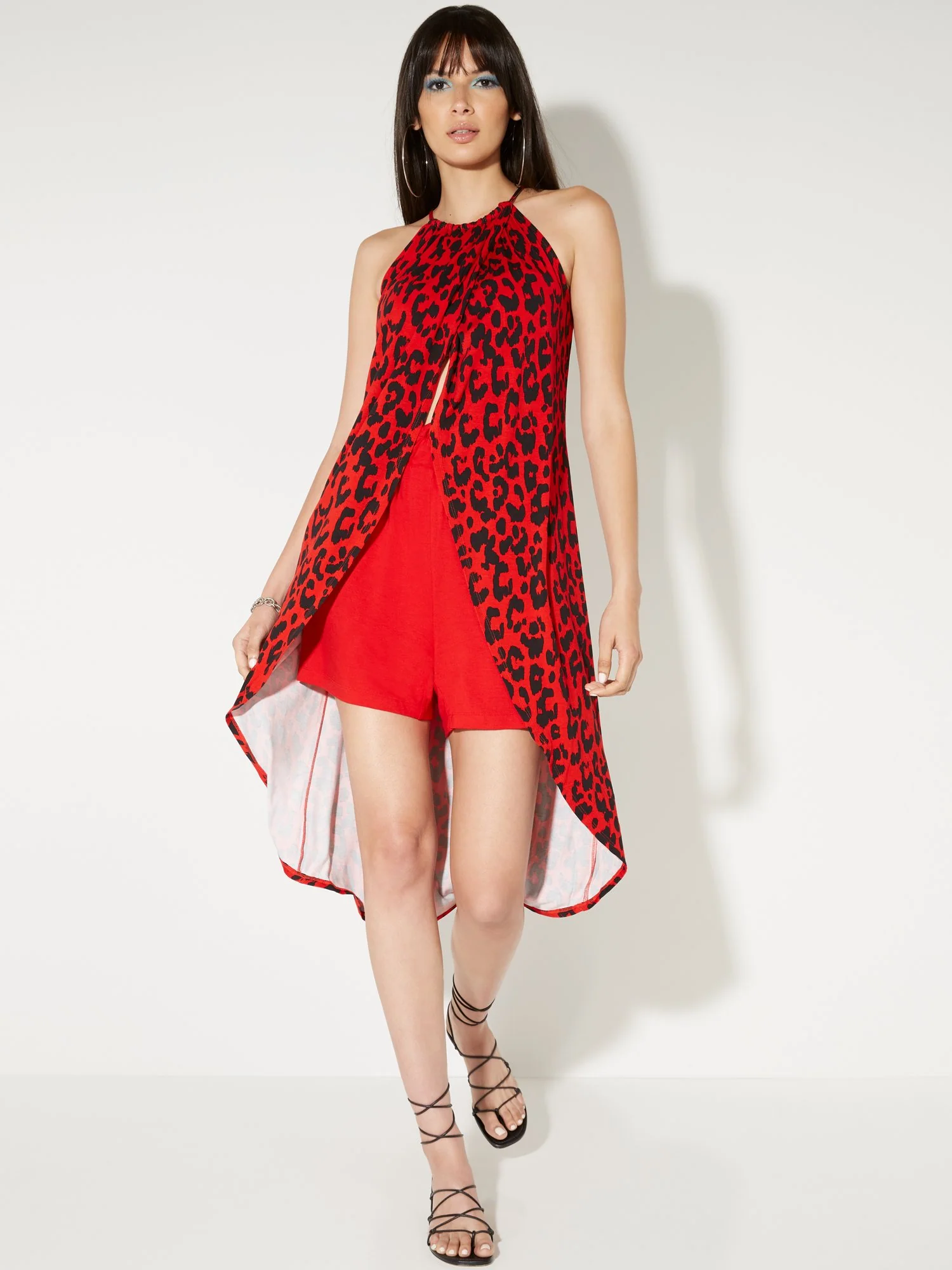 Leopard-Print Split-Front Halter Top - NY&C Style System - Image 4