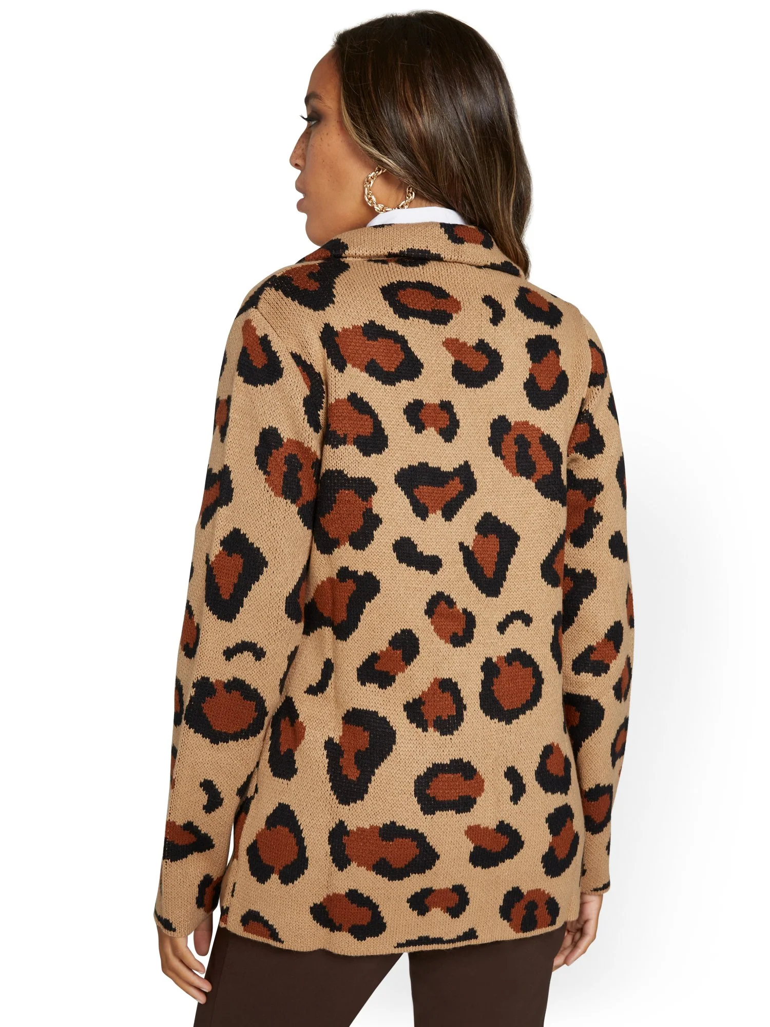 Leopard-Print Sweater Blazer - Image 3