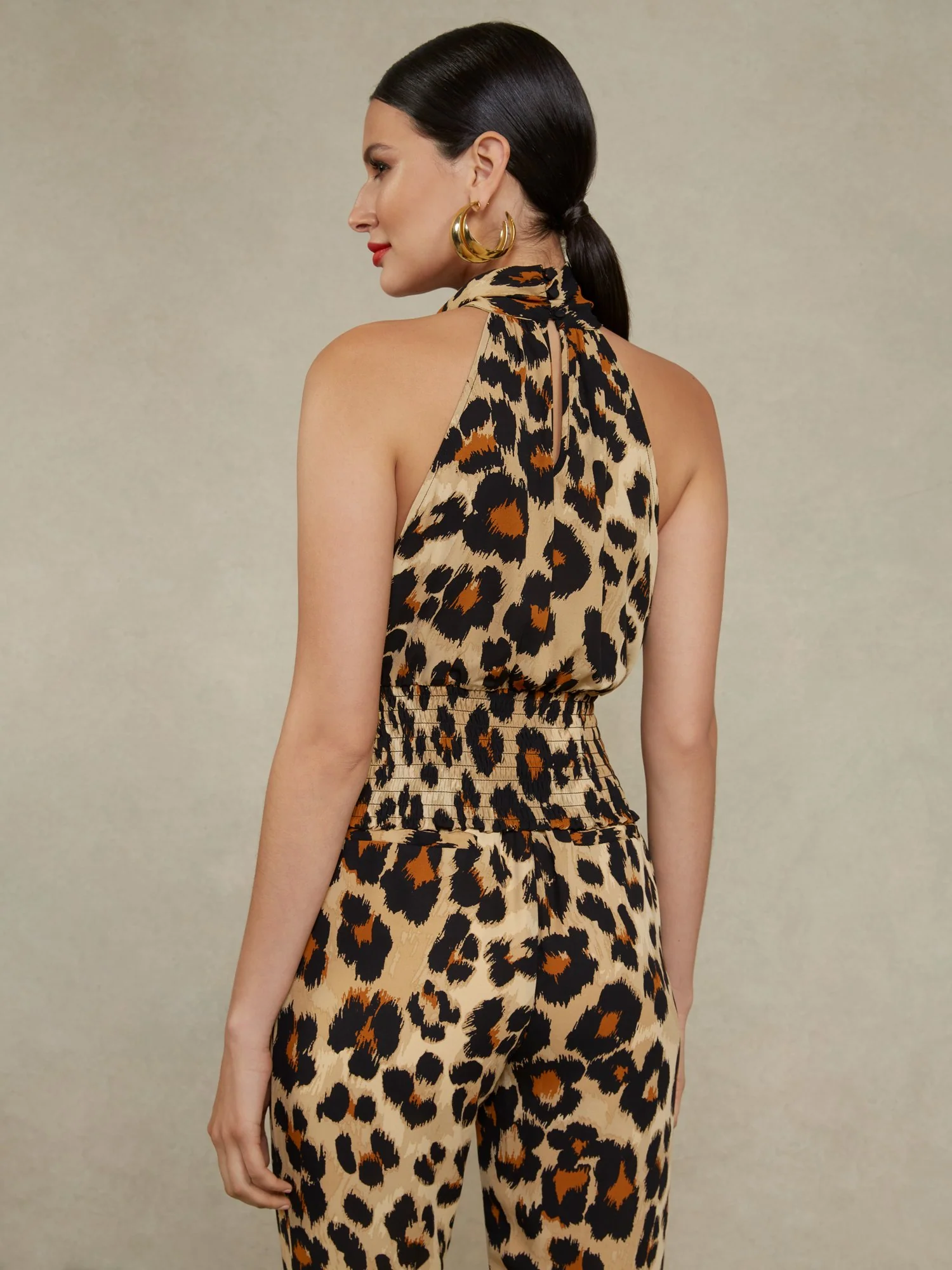 Leopard-Print Tie-Neck Halter Top - Image 3